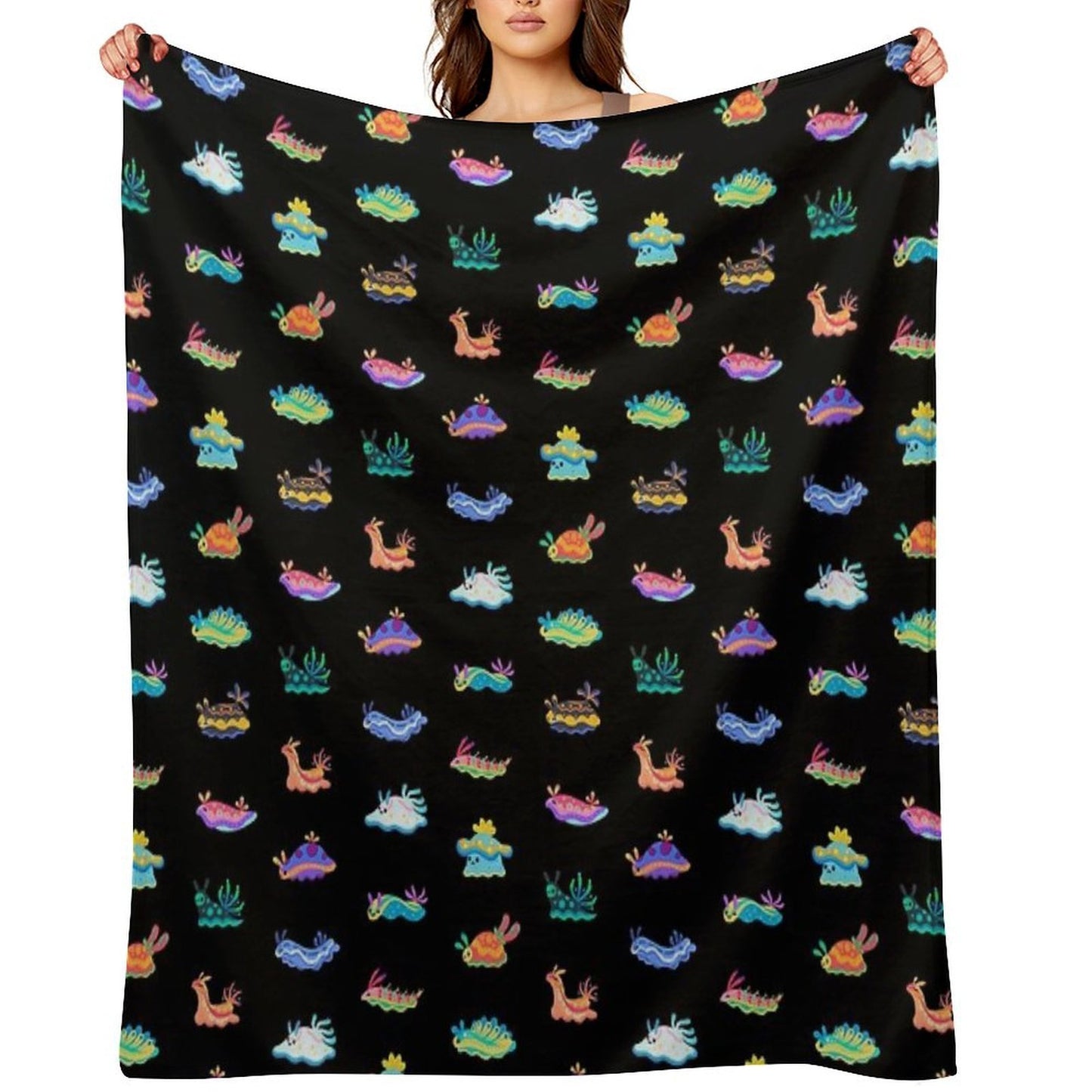 Sea Slug - Black Versatility Throw Blanket