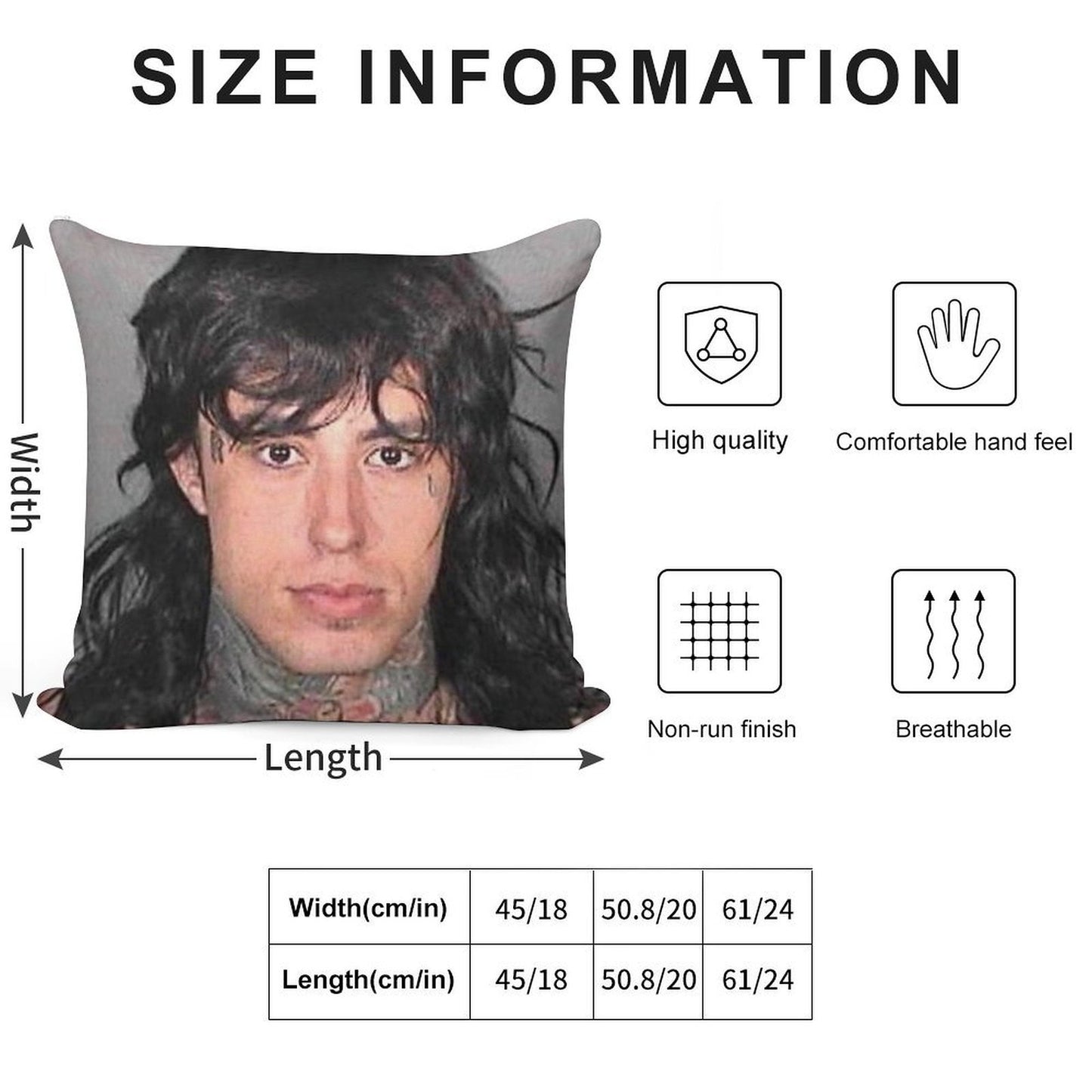 Ronnie Radke Mugshot Soft Warmth Comfort Throw Pillow