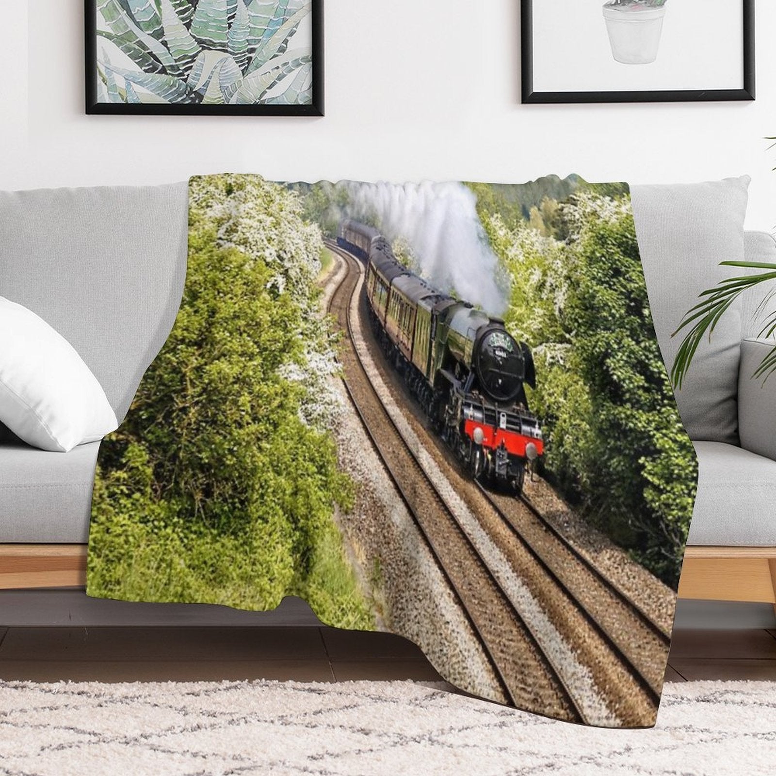 A3 Class 60103 Flying Scotsman Steam Locomotive Lightweight Throw Blanket