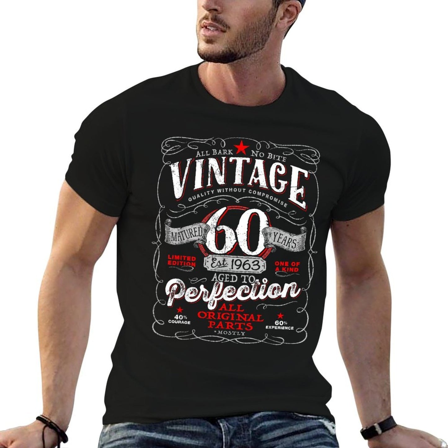 Vintage 60th Birthday 1963 Aged to Perfection Born in 60s Stretchy T-Shirt
