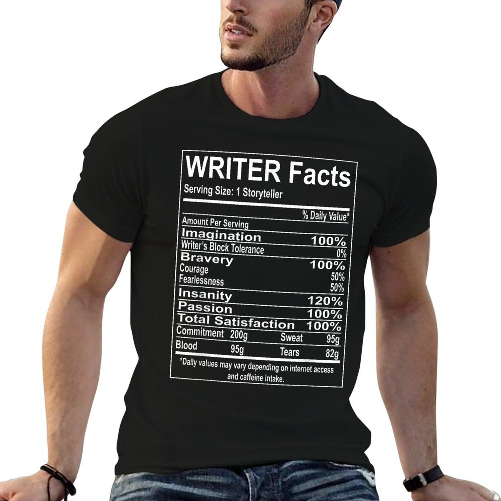 Writer Facts Storyteller Nutrition Information  Polyester Blend T-Shirt