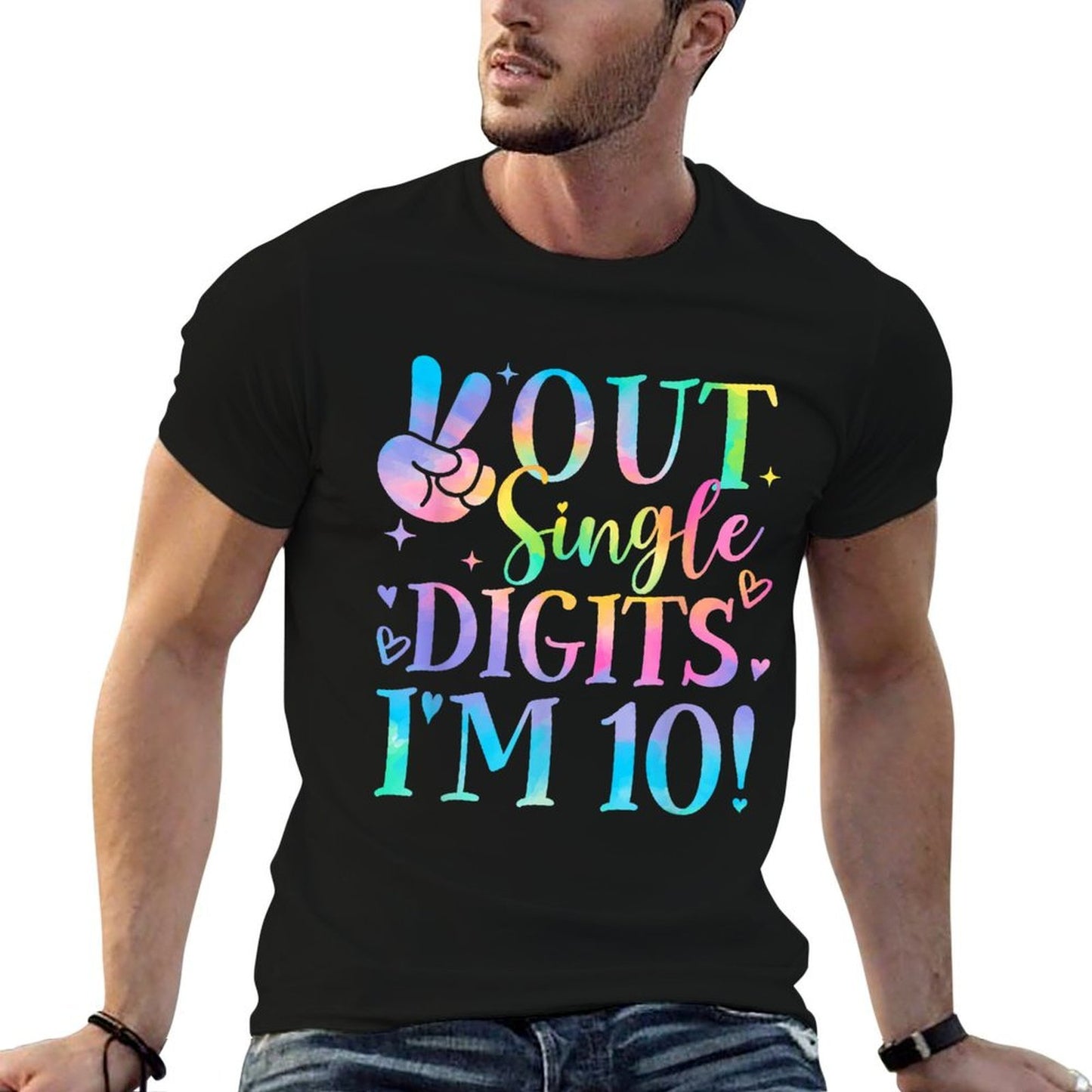 Tie Dye Im Out Single Digits 10th Birthday Girls Kids Soft T-Shirt
