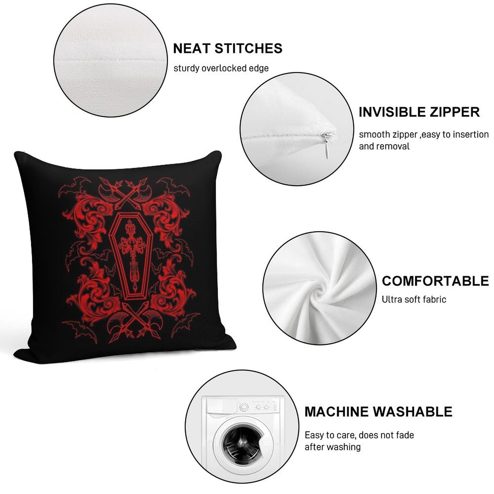 Gothic Vampire Soft Style Accent Throw Pillow