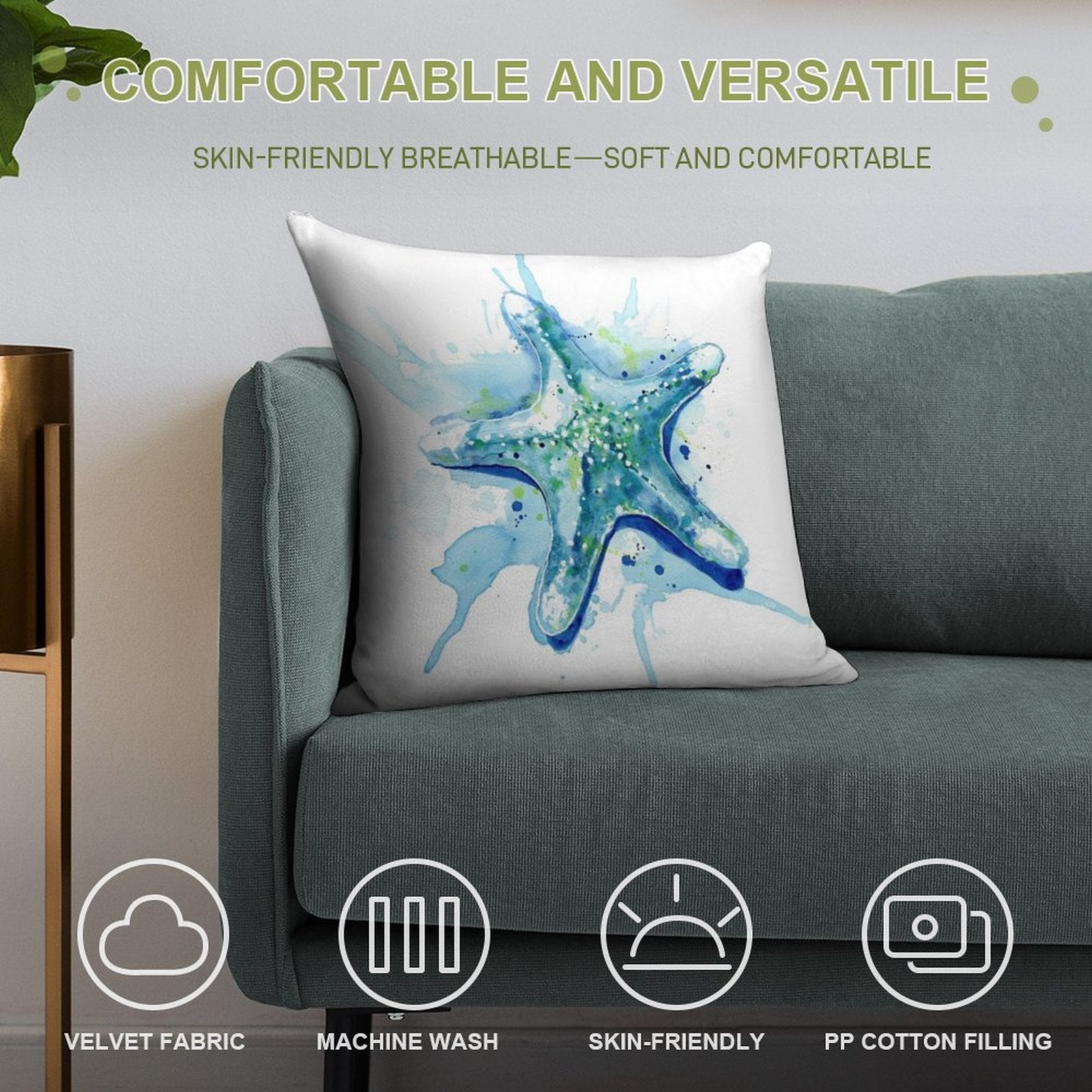 Starfish Waters II Soft Skin-Friendly Throw Pillow