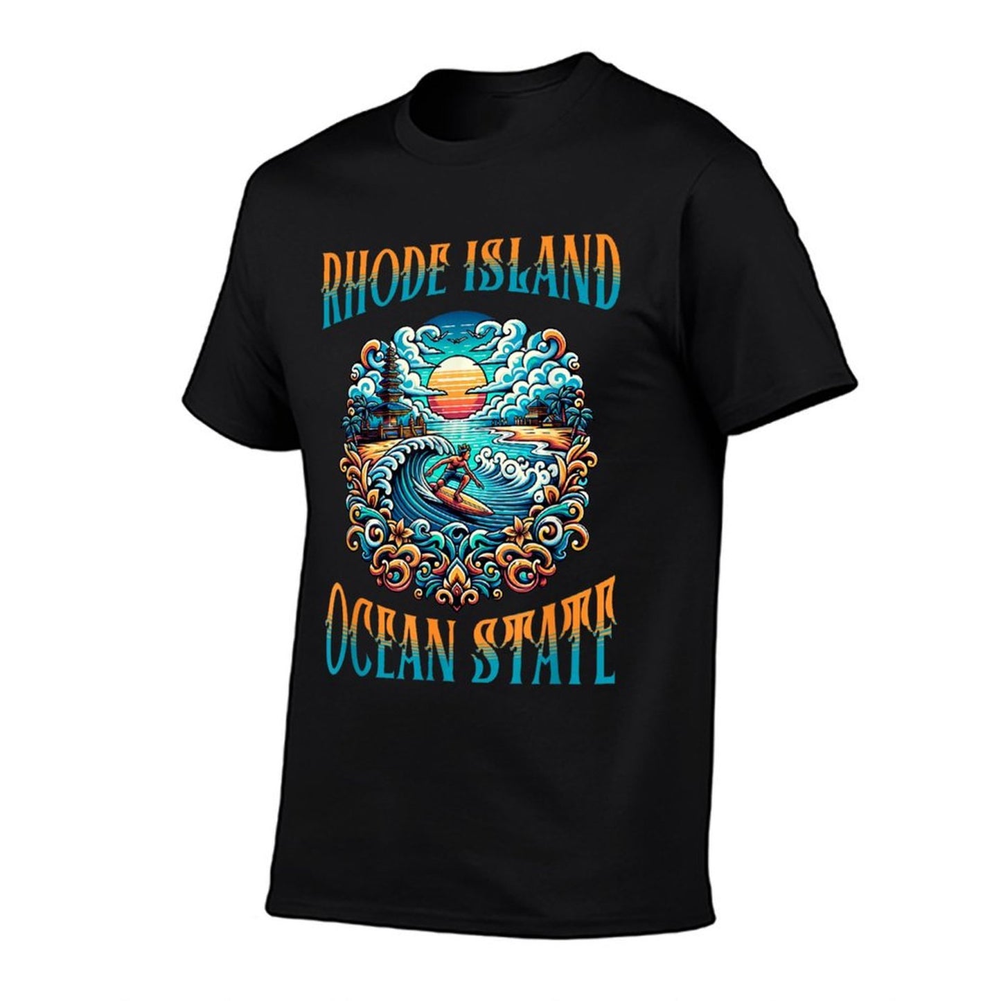 Rhode Island Ocean State Rolled Sleeves T-Shirt