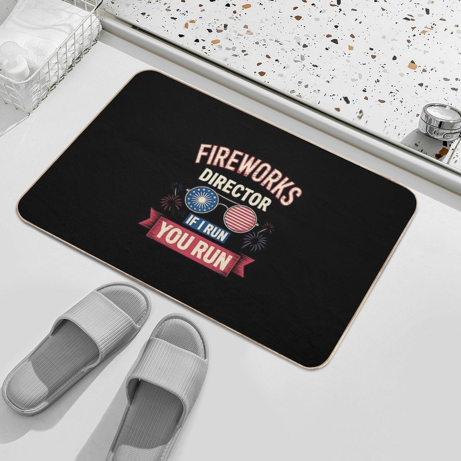 4th Of July Fireworks Director I Run You Run  Anti-Trip Bath Mat