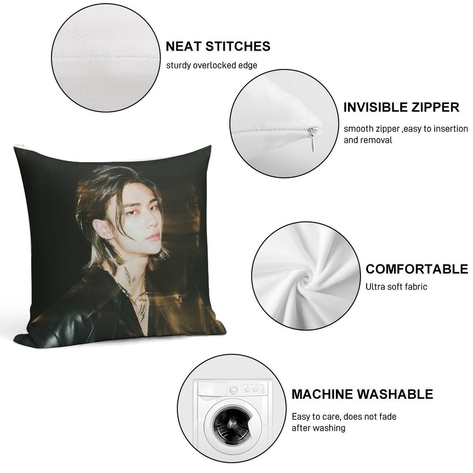 Hyunjin Stray Kids Soft High-Density Material Throw Pillow