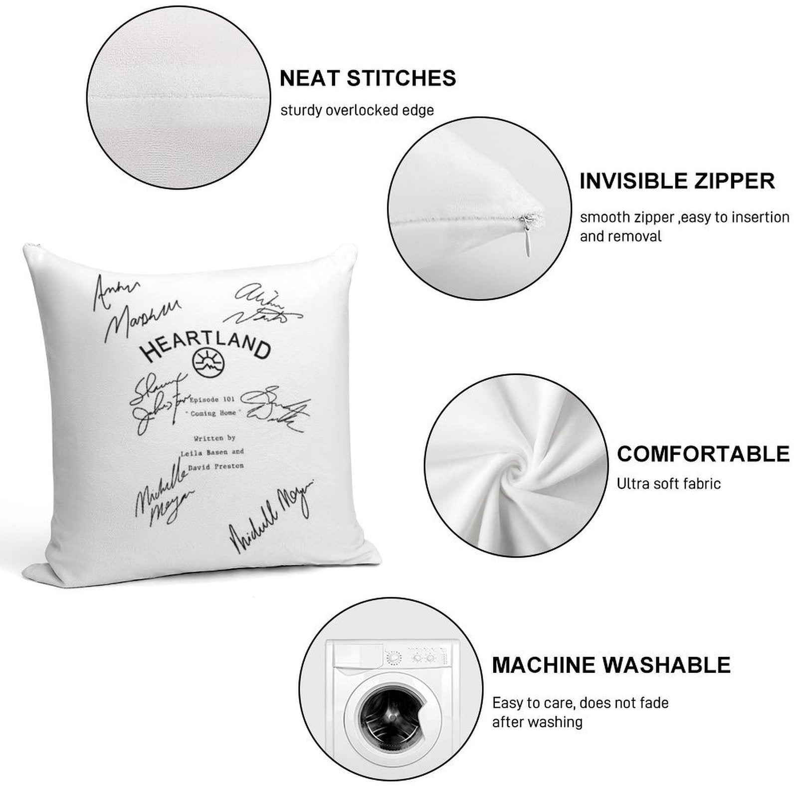 Heartland Script Soft Anti-Pilling Throw Pillow