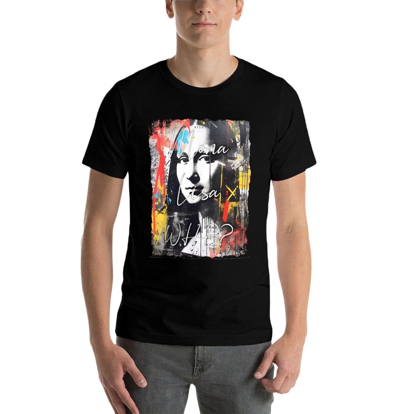 Abstract Graffiti Art Leonardo Da Vinci Art Mona Lisa  Slim-fit Cut T-Shirt