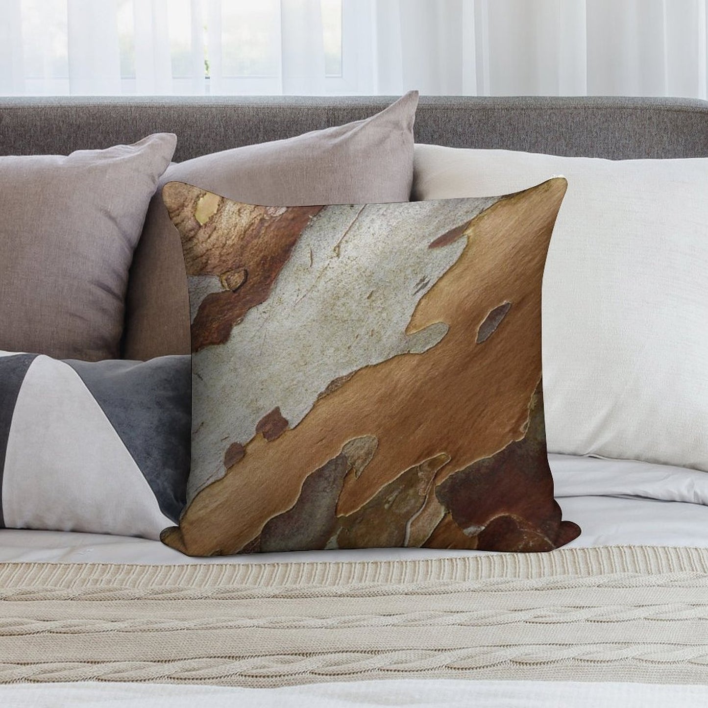 Tree Bark Soft Durable Construction Throw Pillow