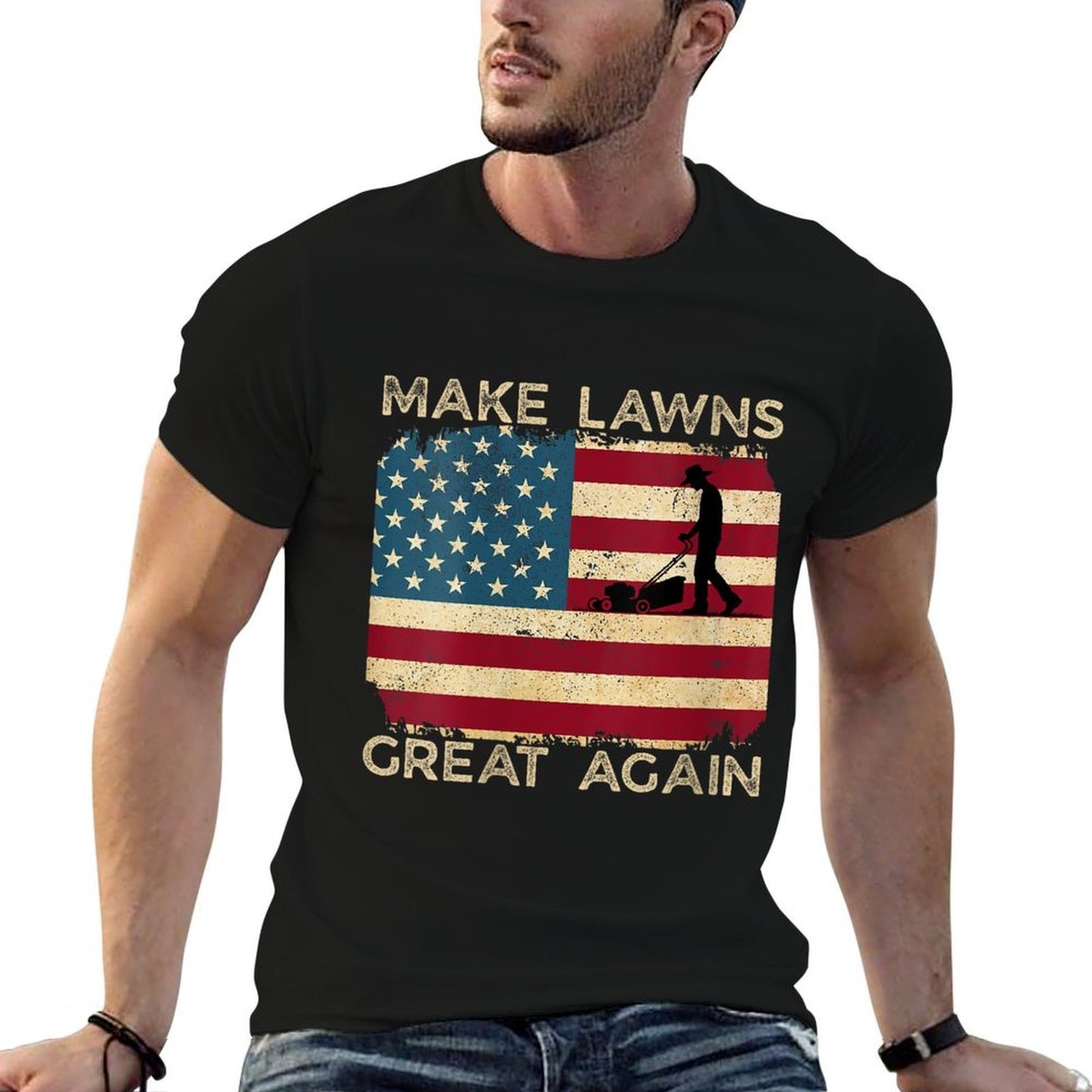 Womens Make Lawns Great Again Funny Lawn Mower Dad Gardener Funny Wrinkle-resistant T-Shirt
