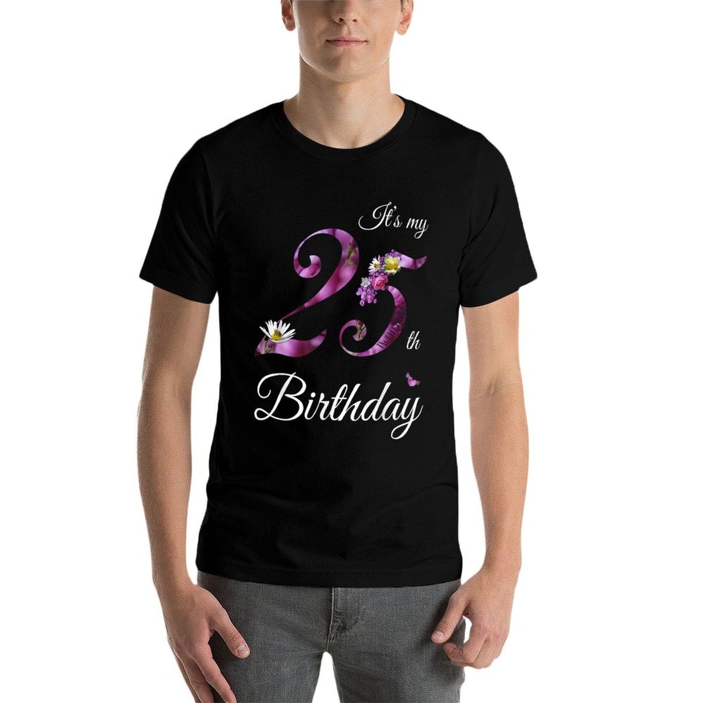 25 Year Old Floral 1998 It's My 25th Birthday Gift Oversized Silhouette T-Shirt