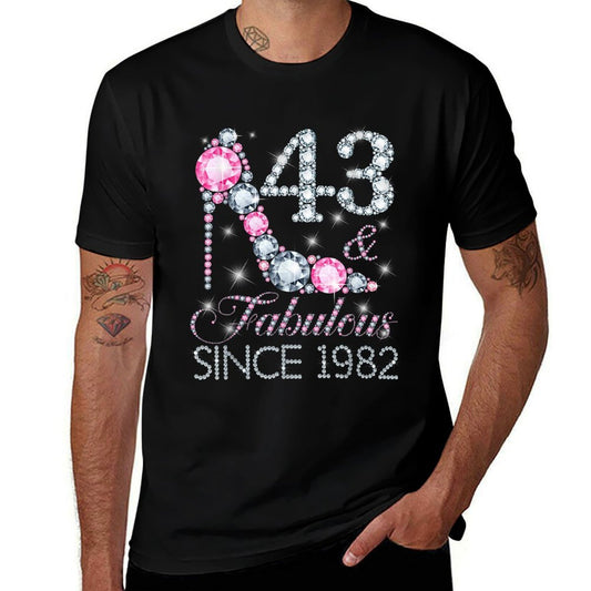 43 And Fabulous Since 1982 Happy 43rd Birthday Girl Lady  Oversized Silhouette T-Shirt