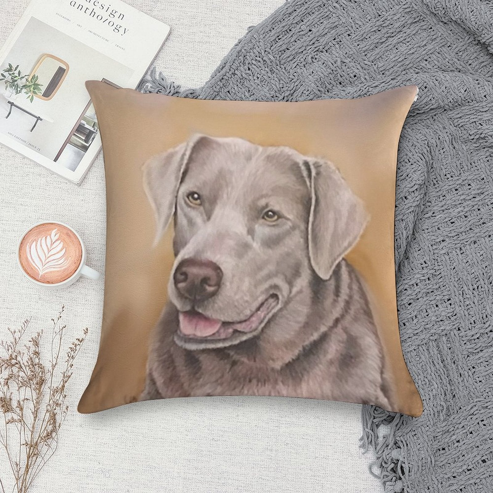 Silver Labrador Retriever Soft Fade-Resistant Throw Pillow