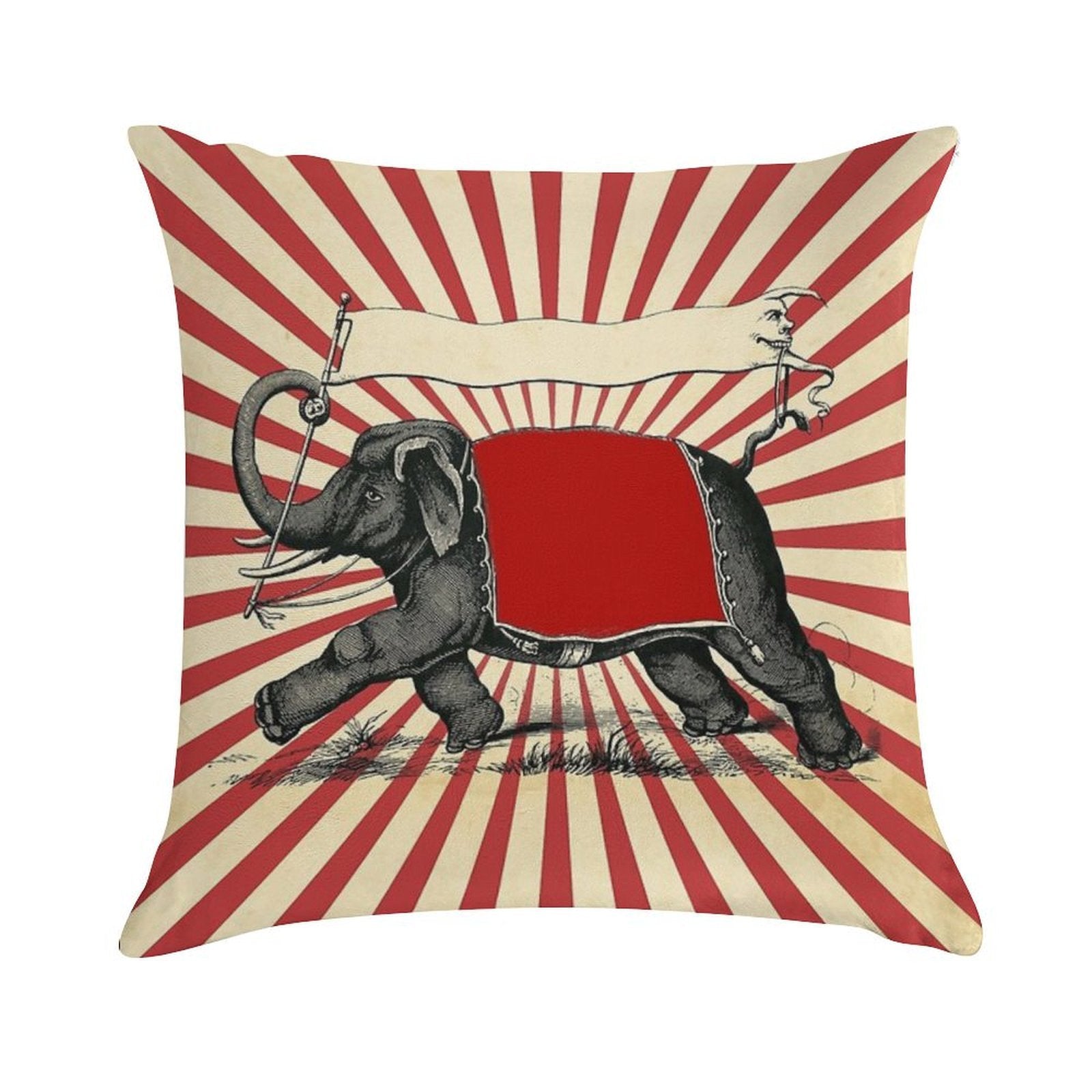 Circus Elephant Vintage Poster Pop Wall Street Art Soft Gift Ready Throw Pillow