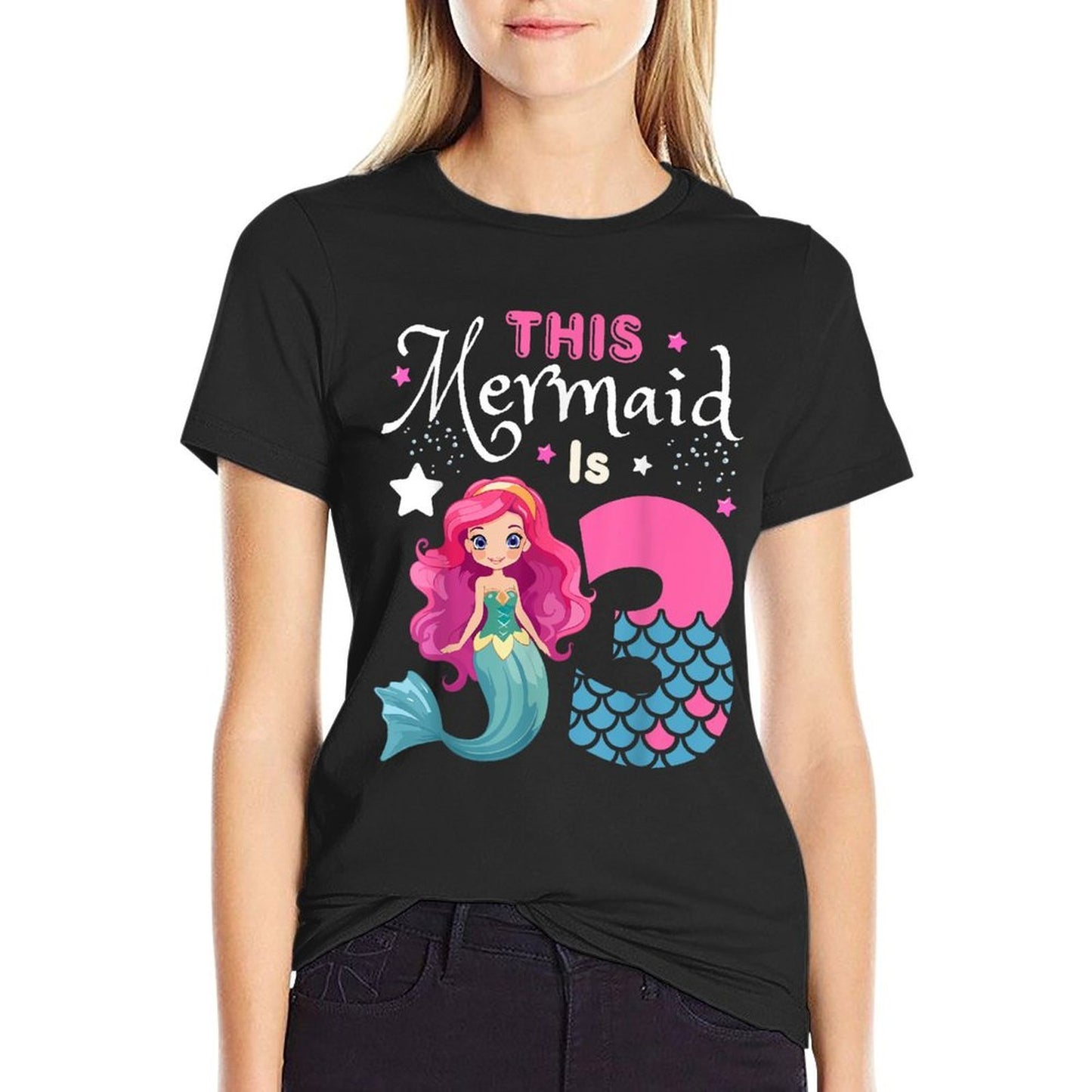This Mermaid Is 3 Years Old 3rd Birthday Mermaid Kids Girl Versatile T-Shirt