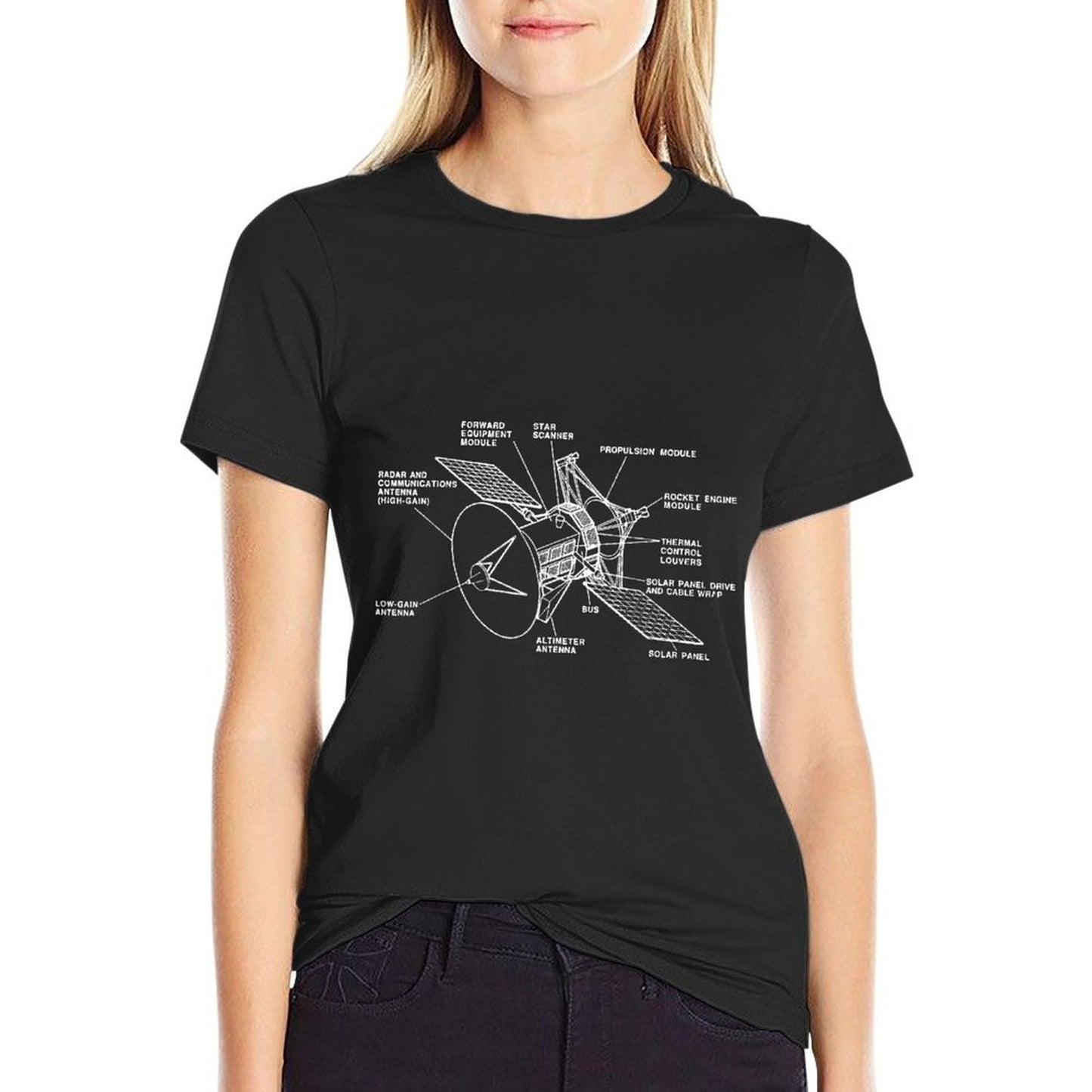 Space Satellite Vintage Retro Diagram Chart Blueprint Gift High-quality Stitching T-Shirt