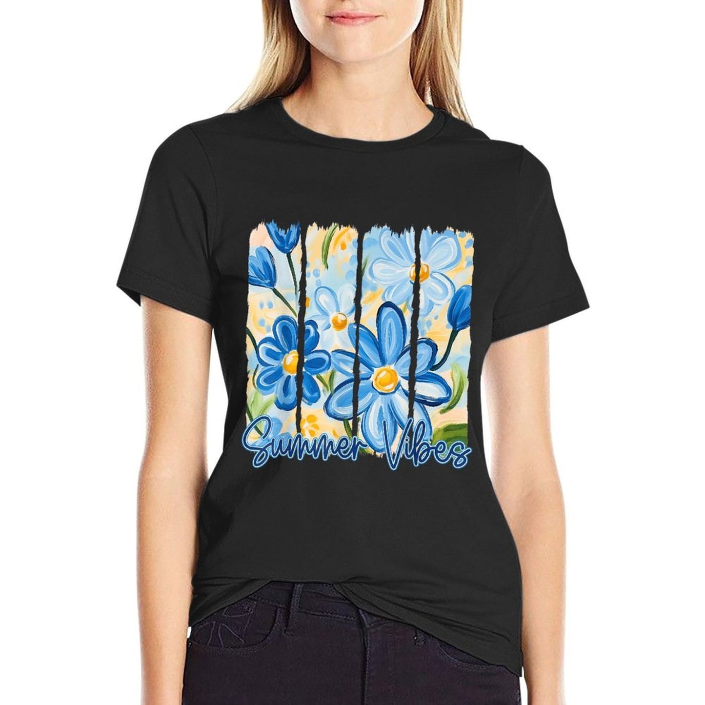 Retro Daisy Flower Summer Vibes Trendy Summer Women Girls  Soft T-Shirt