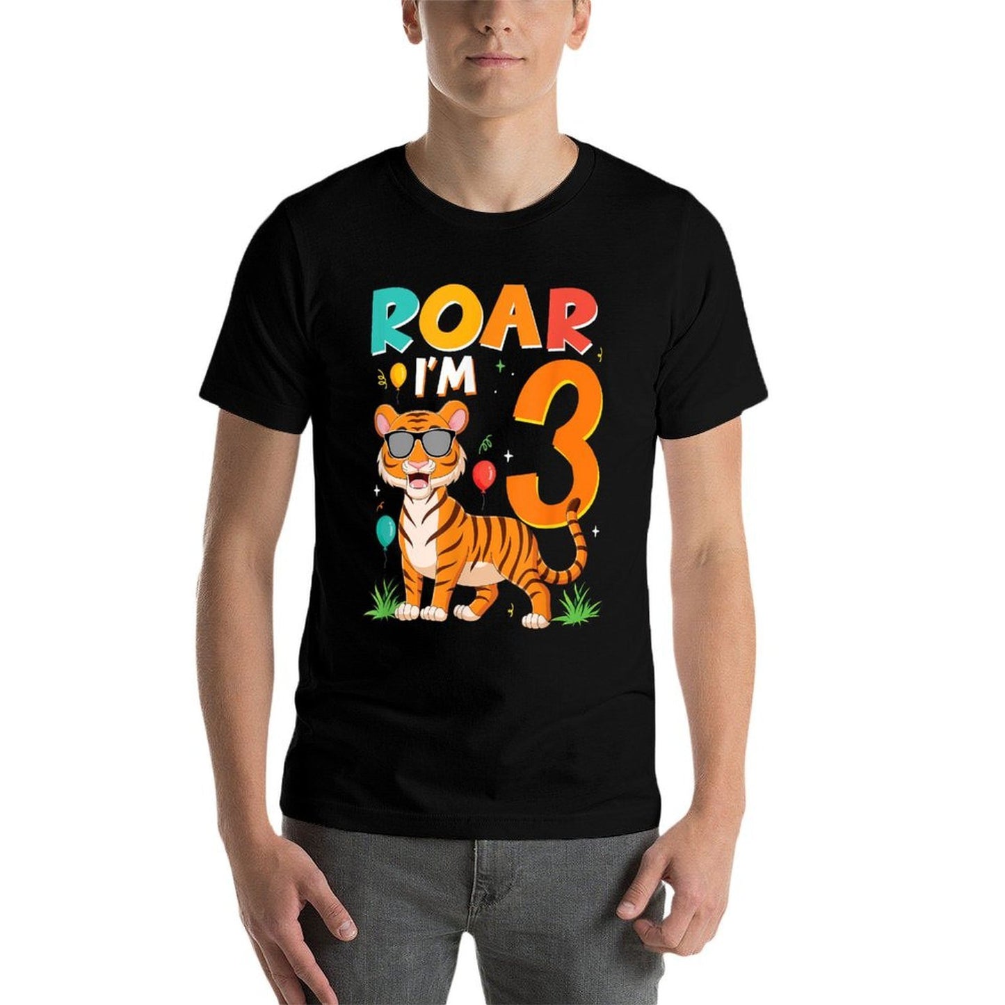 3rd Birthday ROAR IM 3 Year Old Tiger Safari Jungle Stretchy T-Shirt