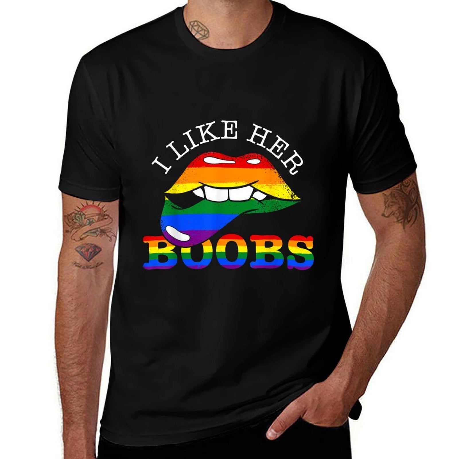 I Like Her Boobs LGBT  Wrinkle-resistant T-Shirt