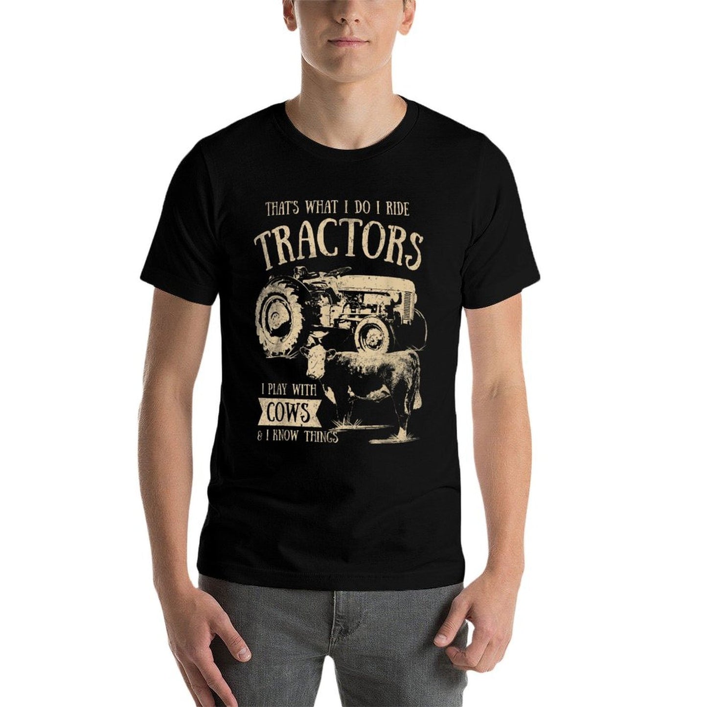 Tractor Farmer Merch Co Thats What I Do I Ride Tractors Funny Farmer Cowboy Gift Black Small Polyester Blend T-Shirt