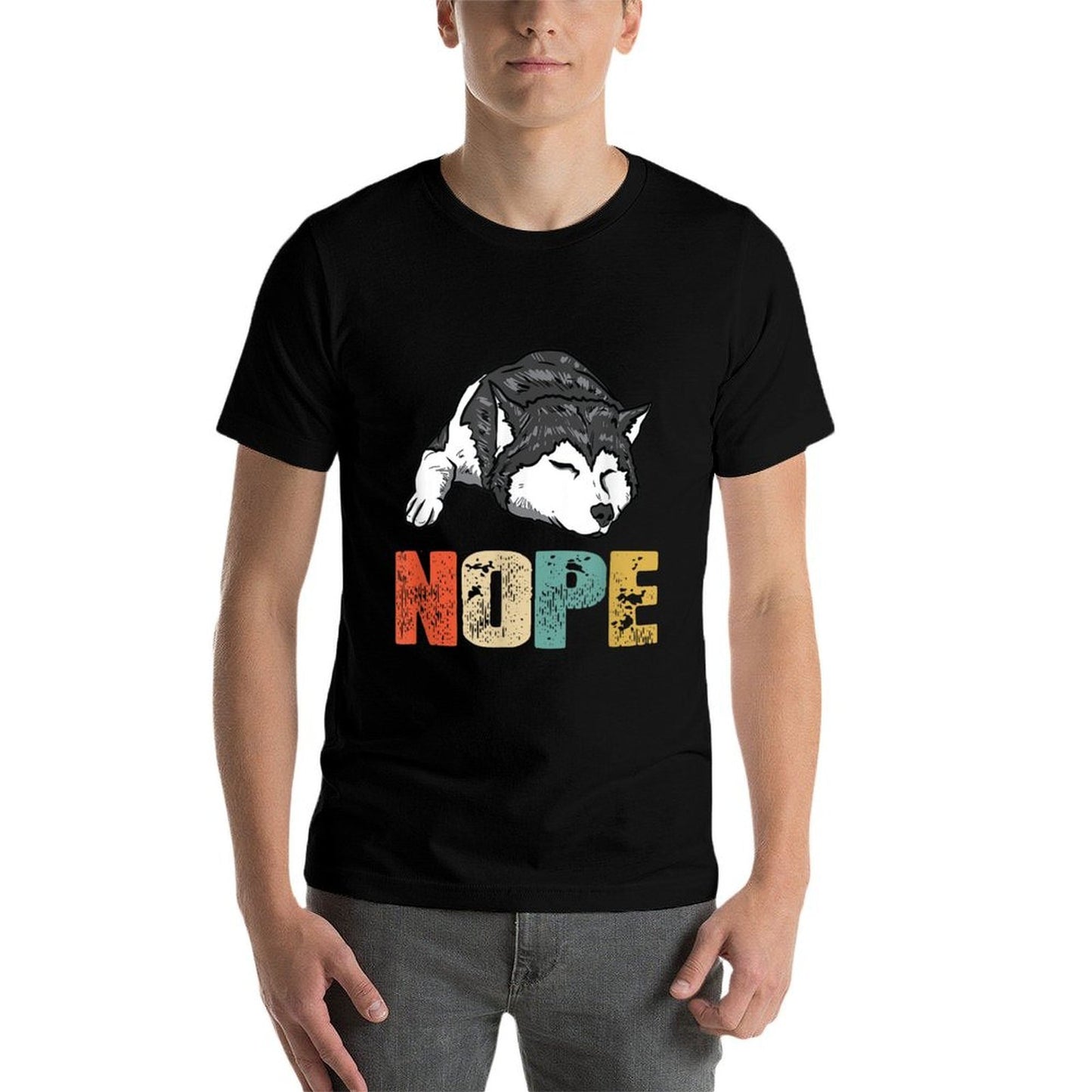 Siberian Huskys Vintage Nope Funny Siberian Husky Dog Lover Odor-resistant T-Shirt