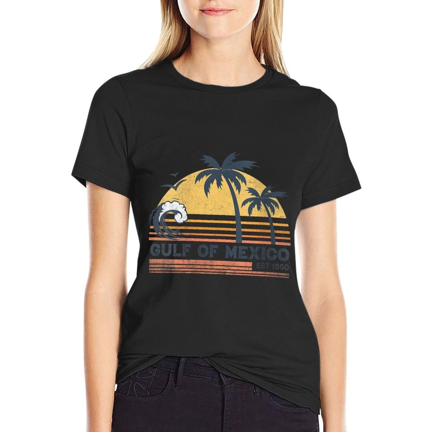 Womens Gulf of Mexico Retro Vintage Versatile T-Shirt