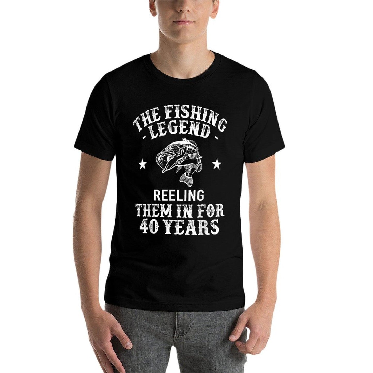 40th Birthday Fisherman Fishing Legend  Graphic-printed T-Shirt