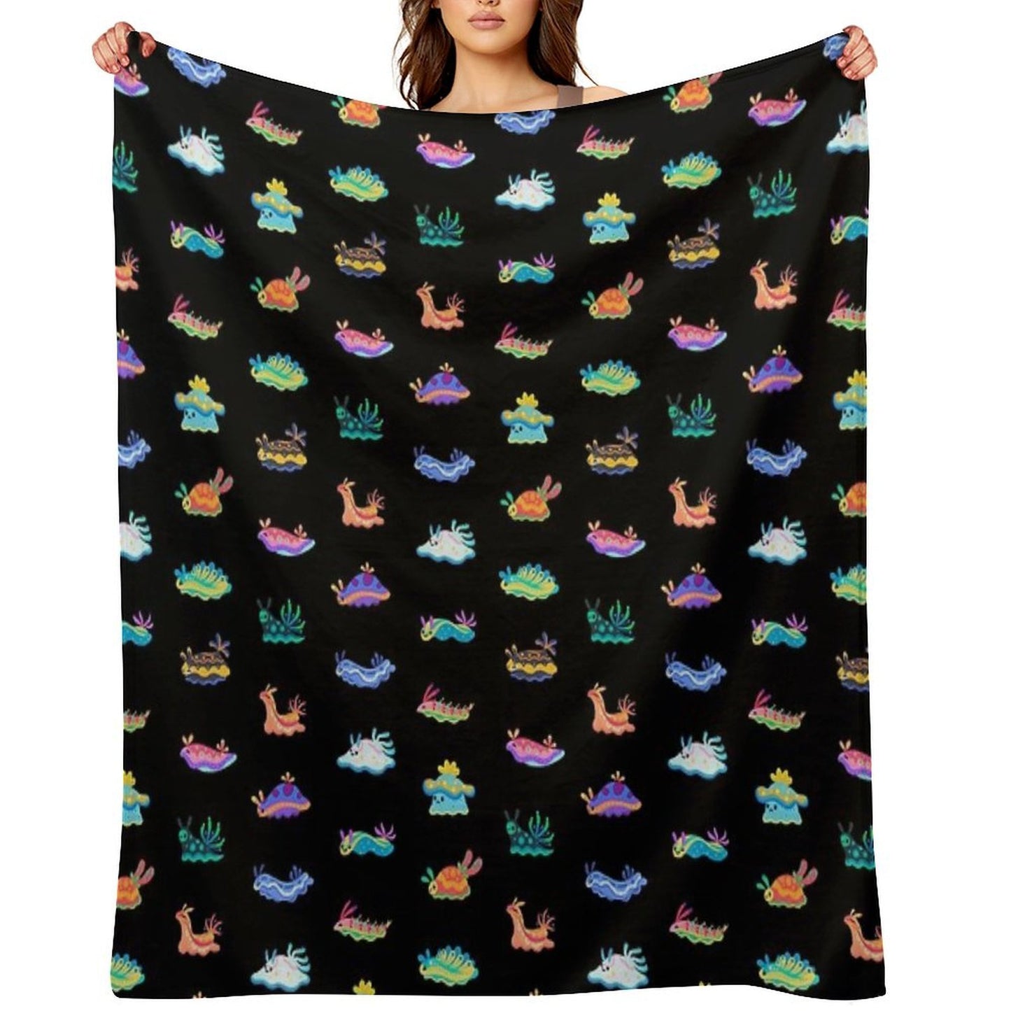Sea Slug - Black Versatility Throw Blanket