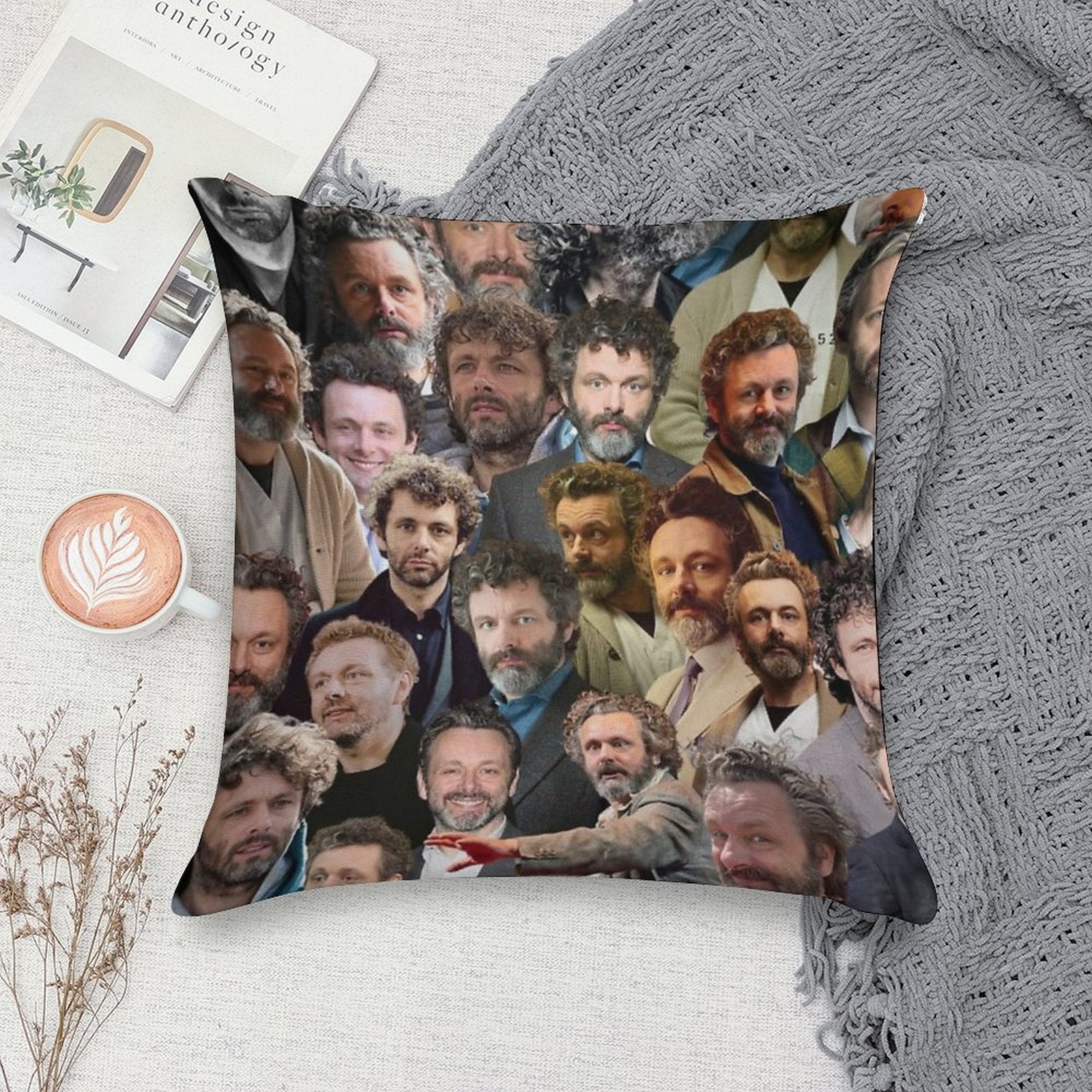 Michael Sheen Photo Collage Soft Short Plush Fabric Throw Pillow