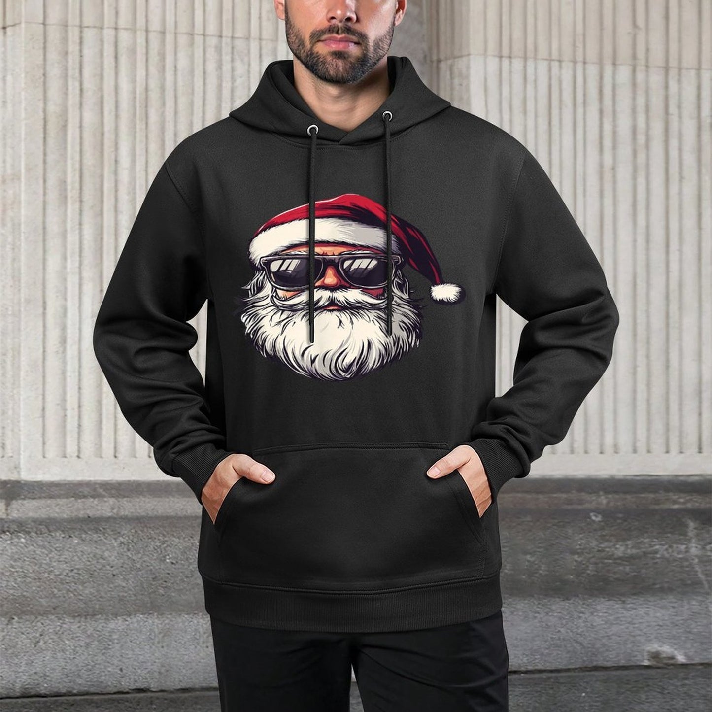 Santa Claus Sunglasses Christmas Funny Graphic Machine Washable Hoodie