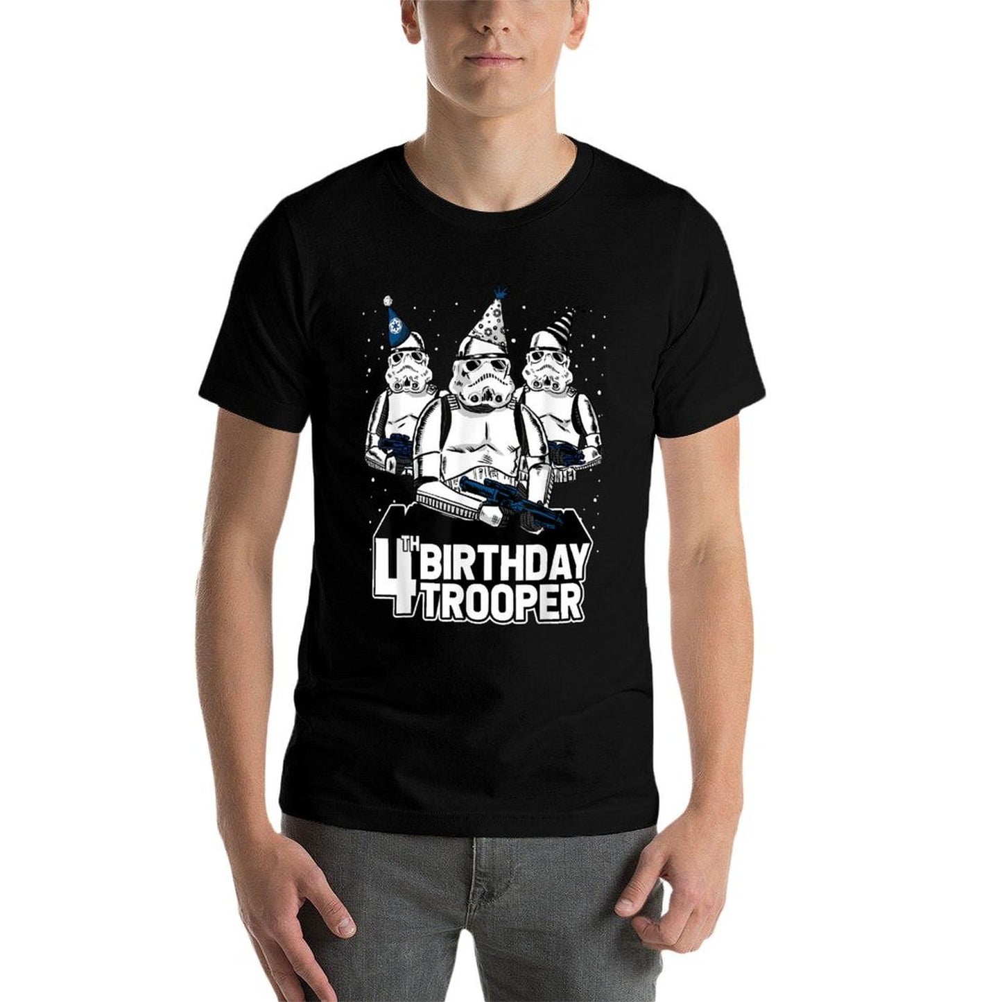 Star Wars Stormtrooper Party Hats Trio 4th Birthday Trooper High-quality Stitching T-Shirt