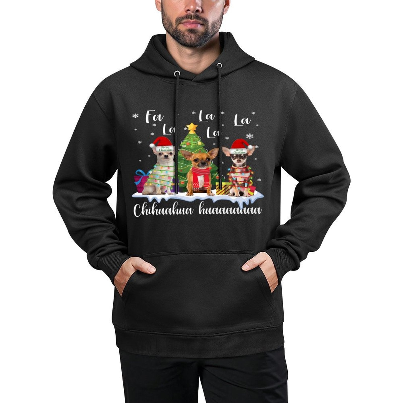 Chihuahua Dog Xmas Fa La La La Funny Ugly Christmas Sweater Versatile Streetwear Hoodie