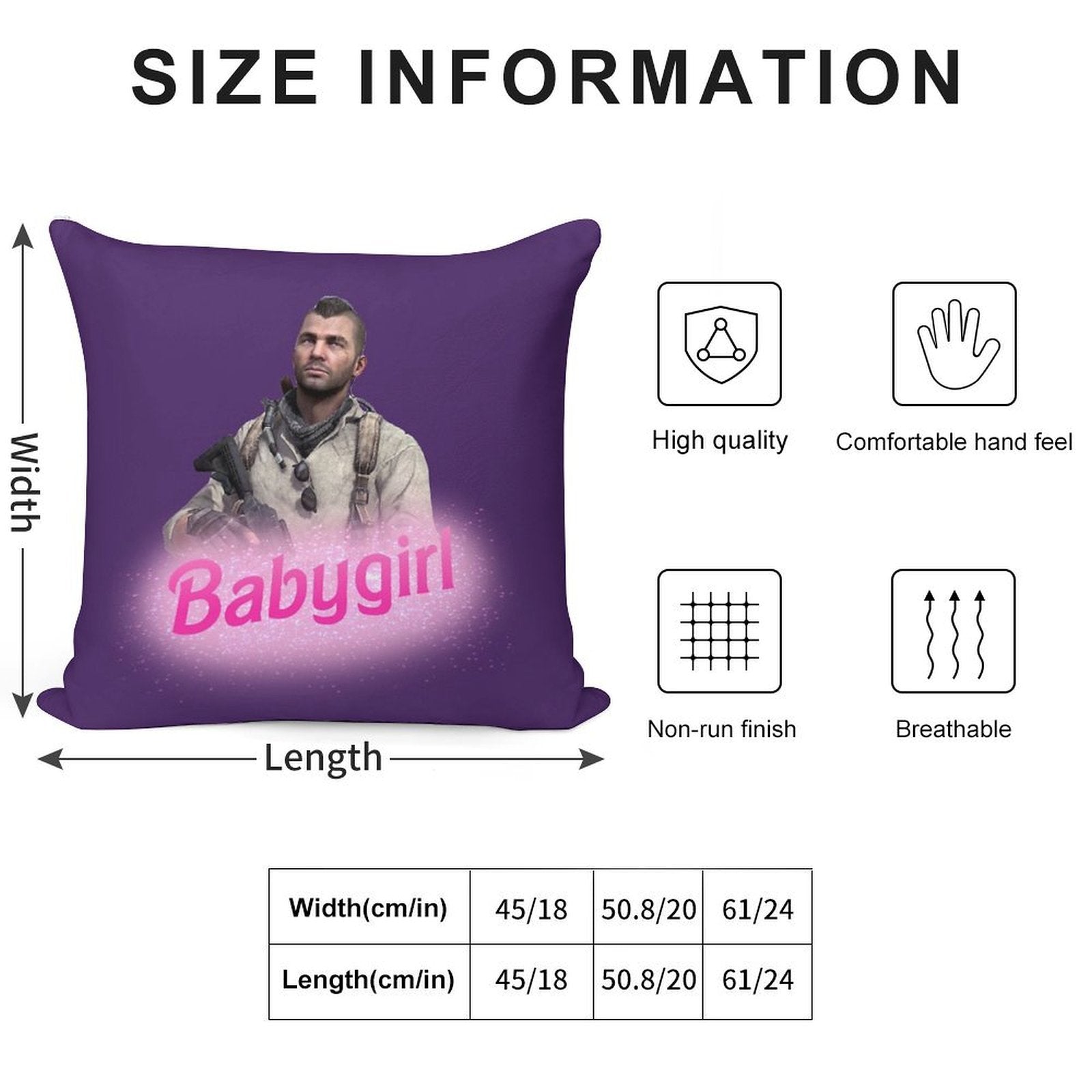 John Soap Mactavish Babygirl Soft Durable Construction Throw Pillow
