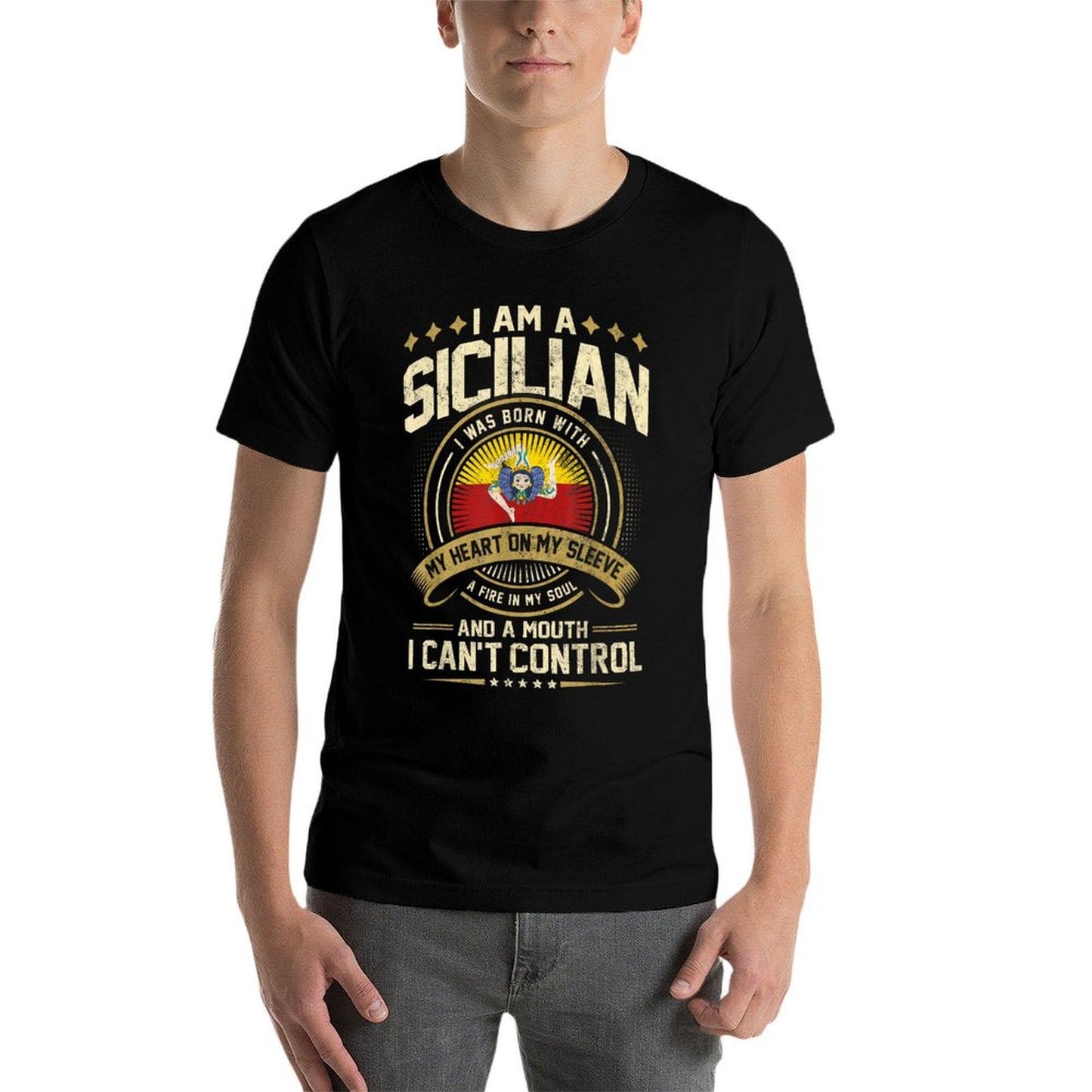 Sicily Funny Quote Sicilian Vintage High-quality Stitching T-Shirt