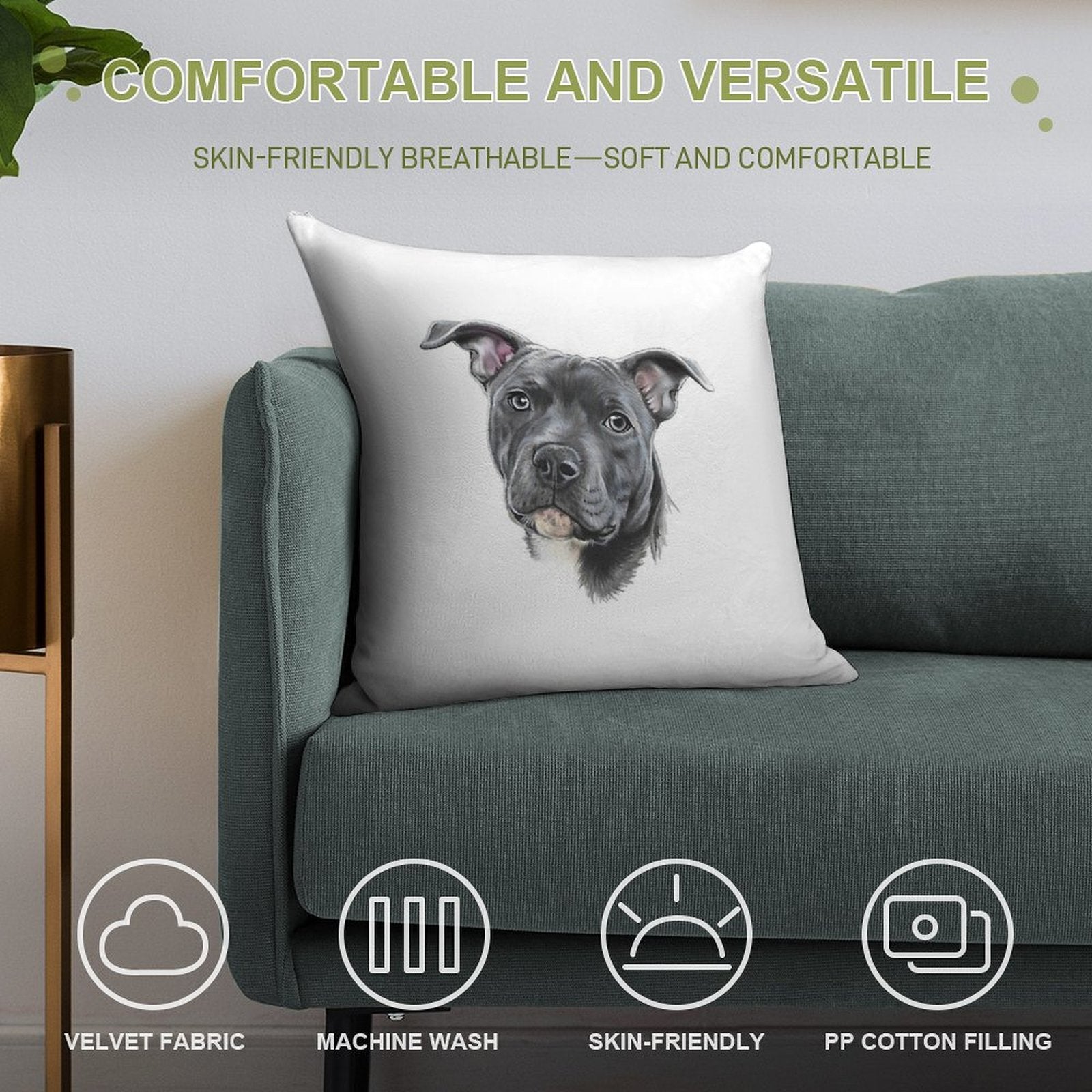 Blue Staffy Soft Warmth Comfort Throw Pillow