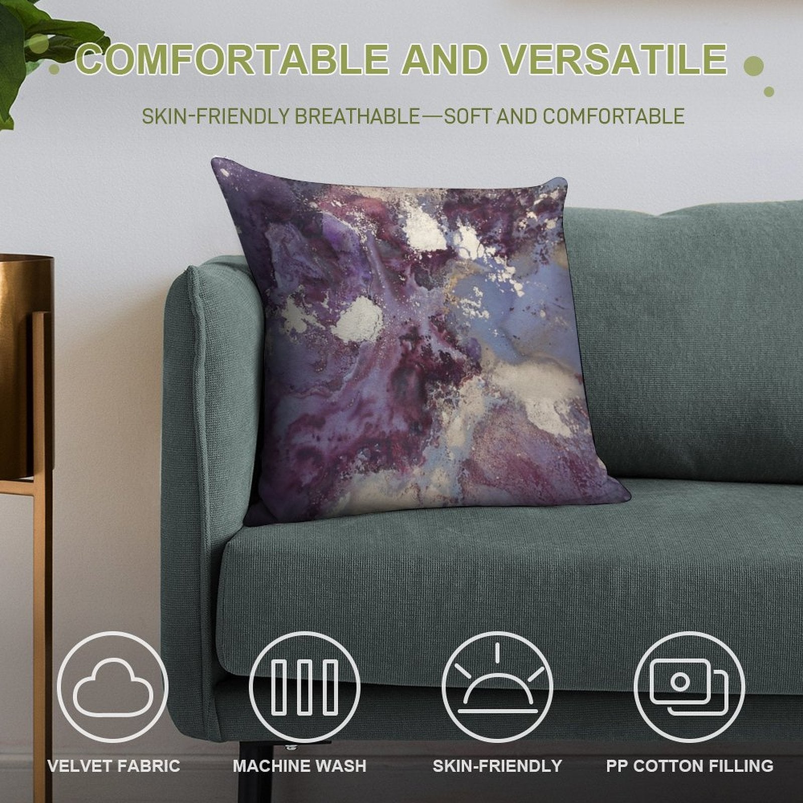 Abstract Fluid Art Eggplant Soft Style Accent Throw Pillow