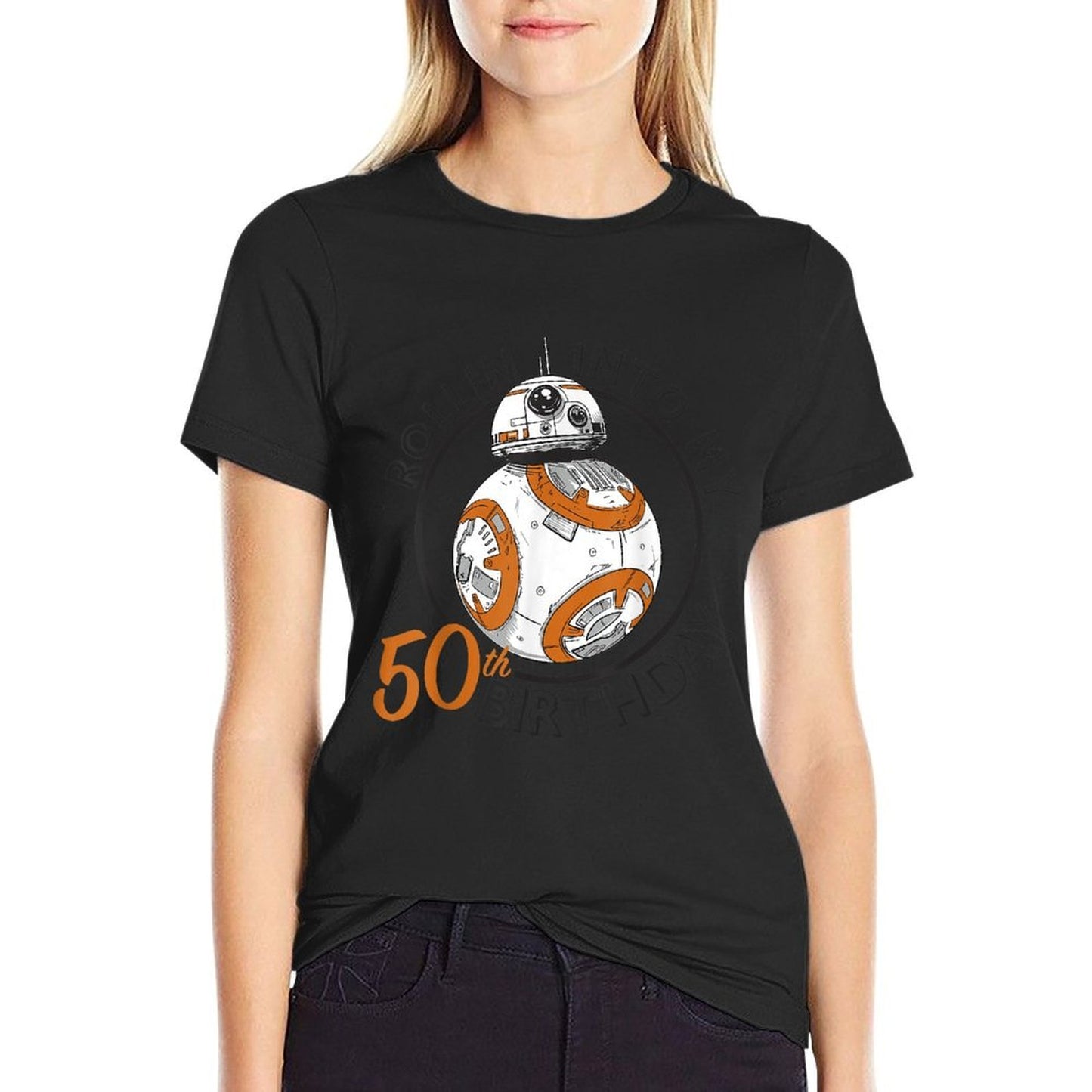 Star Wars BB-8 Rollin Into My 50th Birthday Portrait Versatile T-Shirt
