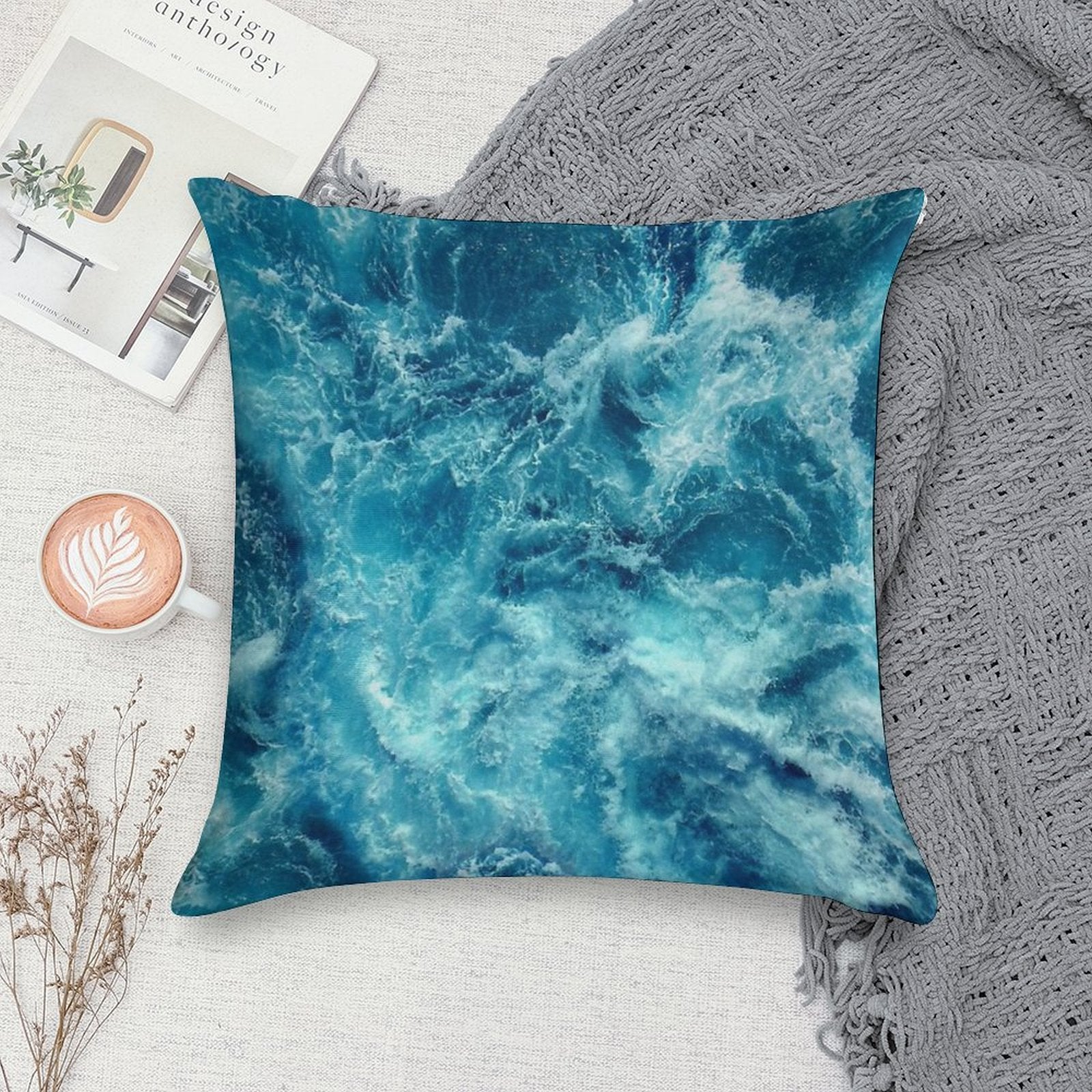 Ocean Is Shaking Soft Washable Throw Pillow
