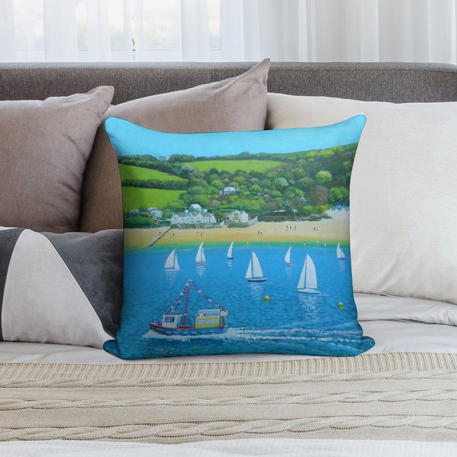 A Salcombe Summer - Devon UK Soft Home Decor Throw Pillow