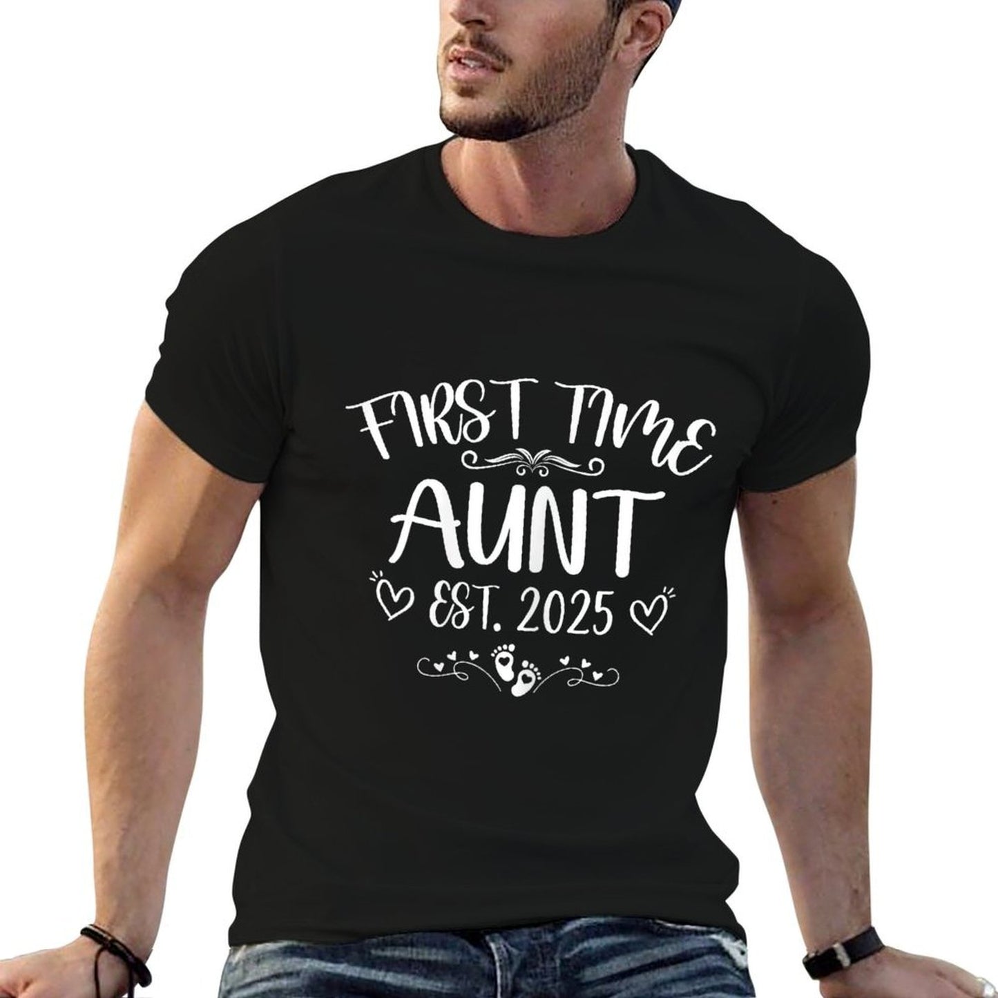 Womens First Time Aunt Est 2025 Soon To Be Mom Mothers Day Trendy Pattern T-Shirt