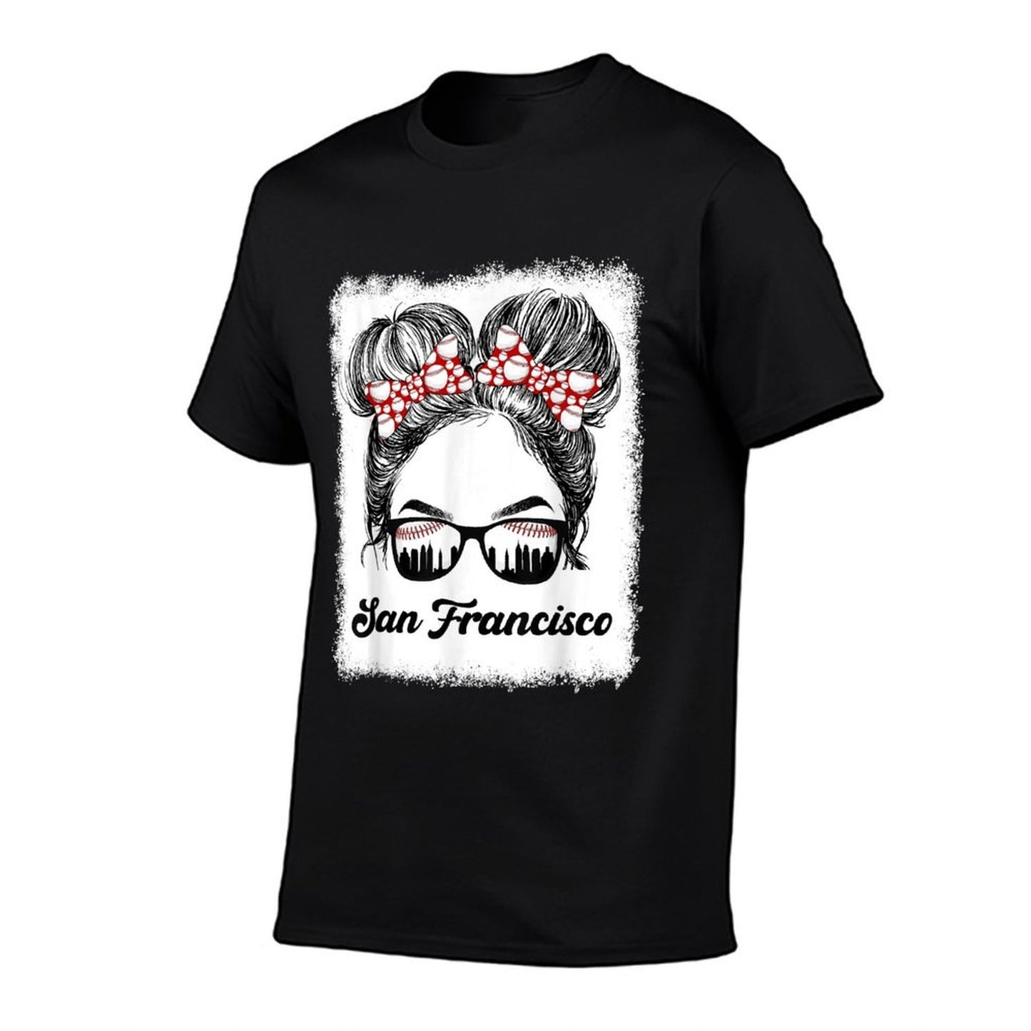 San Francisco Retro Baseball Messy Bun Girl Met At Game Day Stretchy T-Shirt
