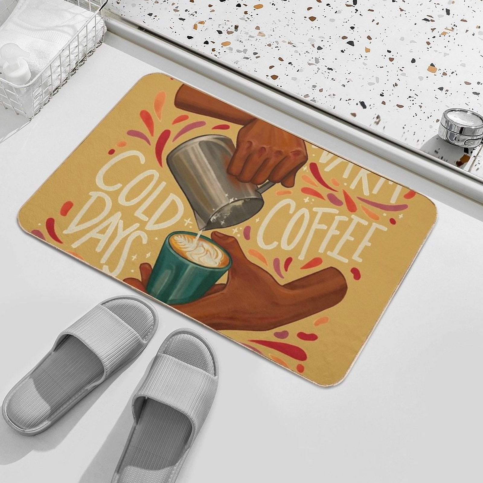Warm Coffee Cold Days  Dirt-Trapping Bath Mat