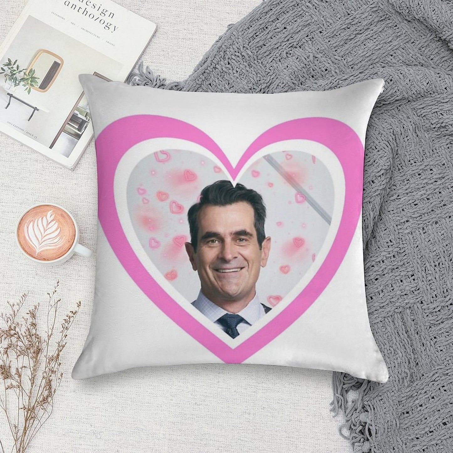 Modern Family Phil Dunphy Heart Soft Luxury Feel Throw Pillow
