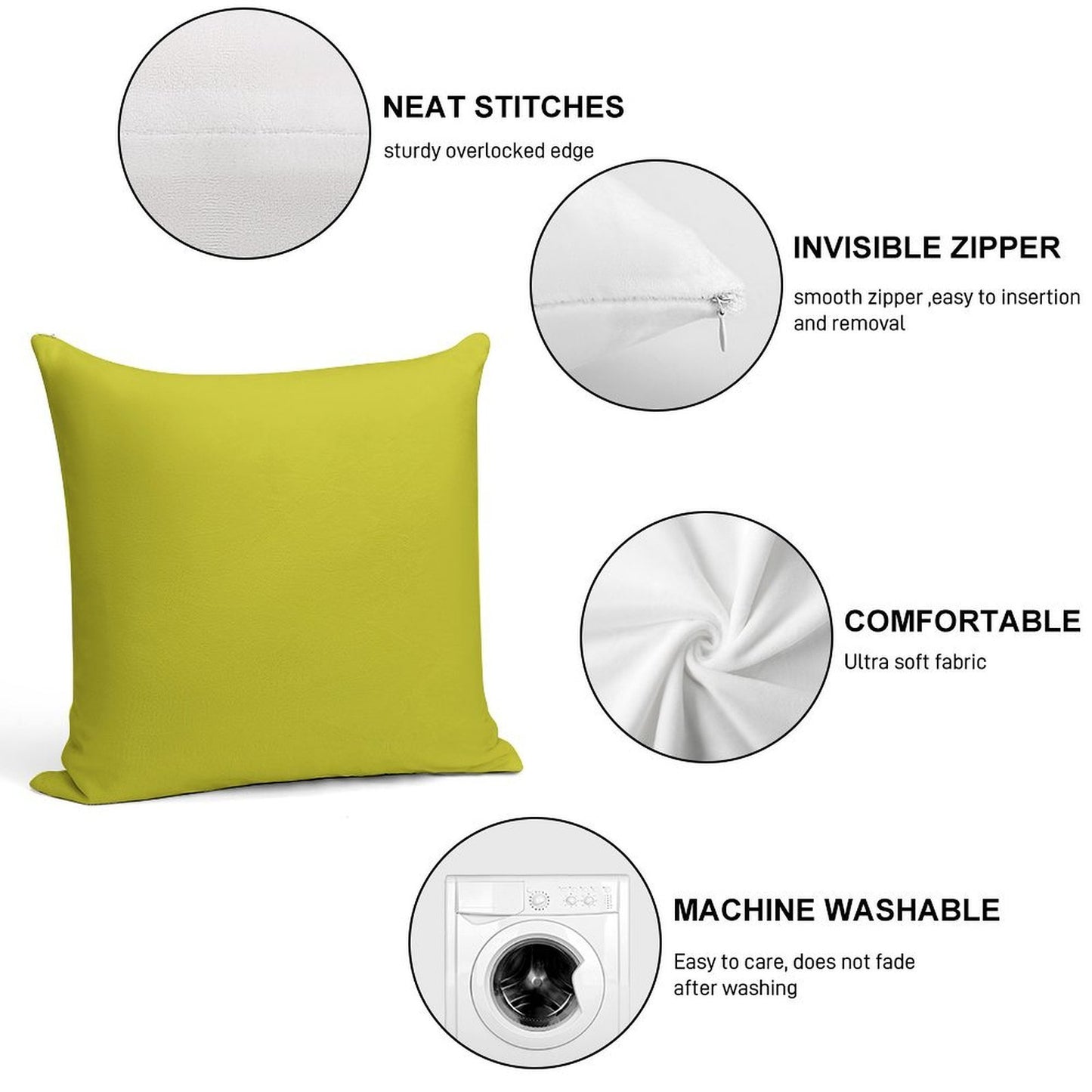 Solid Chartreuse Soft Warmth Comfort Throw Pillow