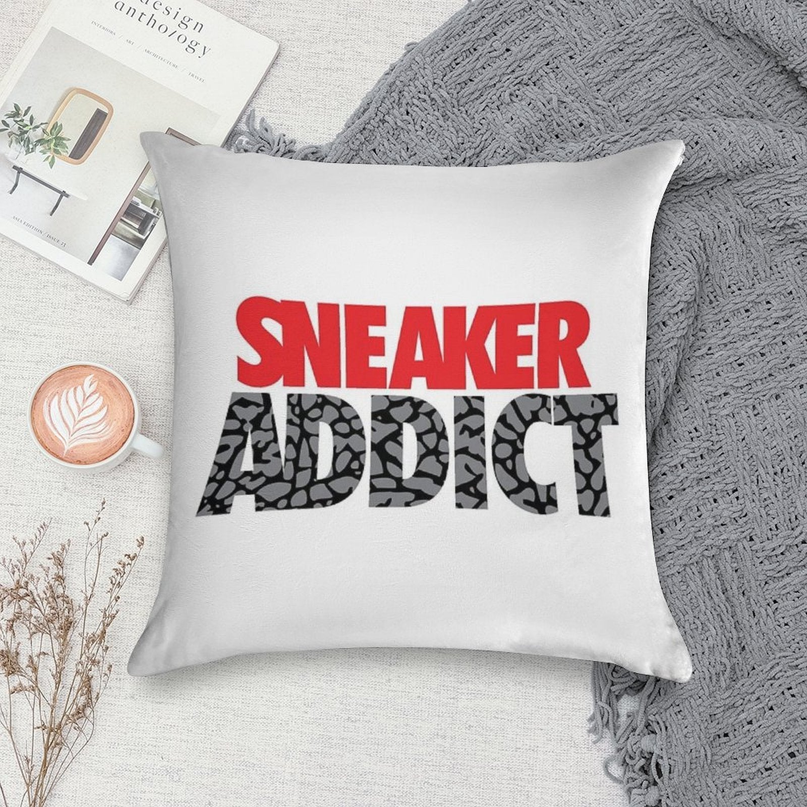 Sneaker Addict Cement Soft Bedroom Essential Throw Pillow