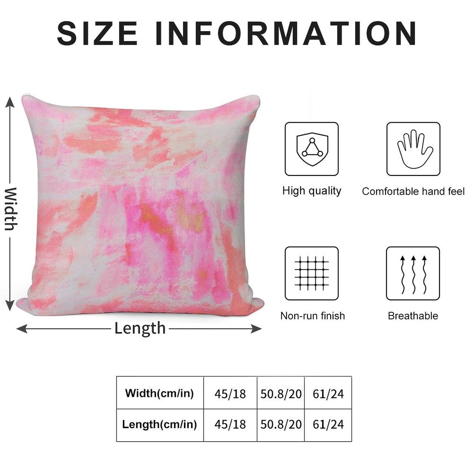 Cute Pink Brushed Soft Skin-Friendly Throw Pillow