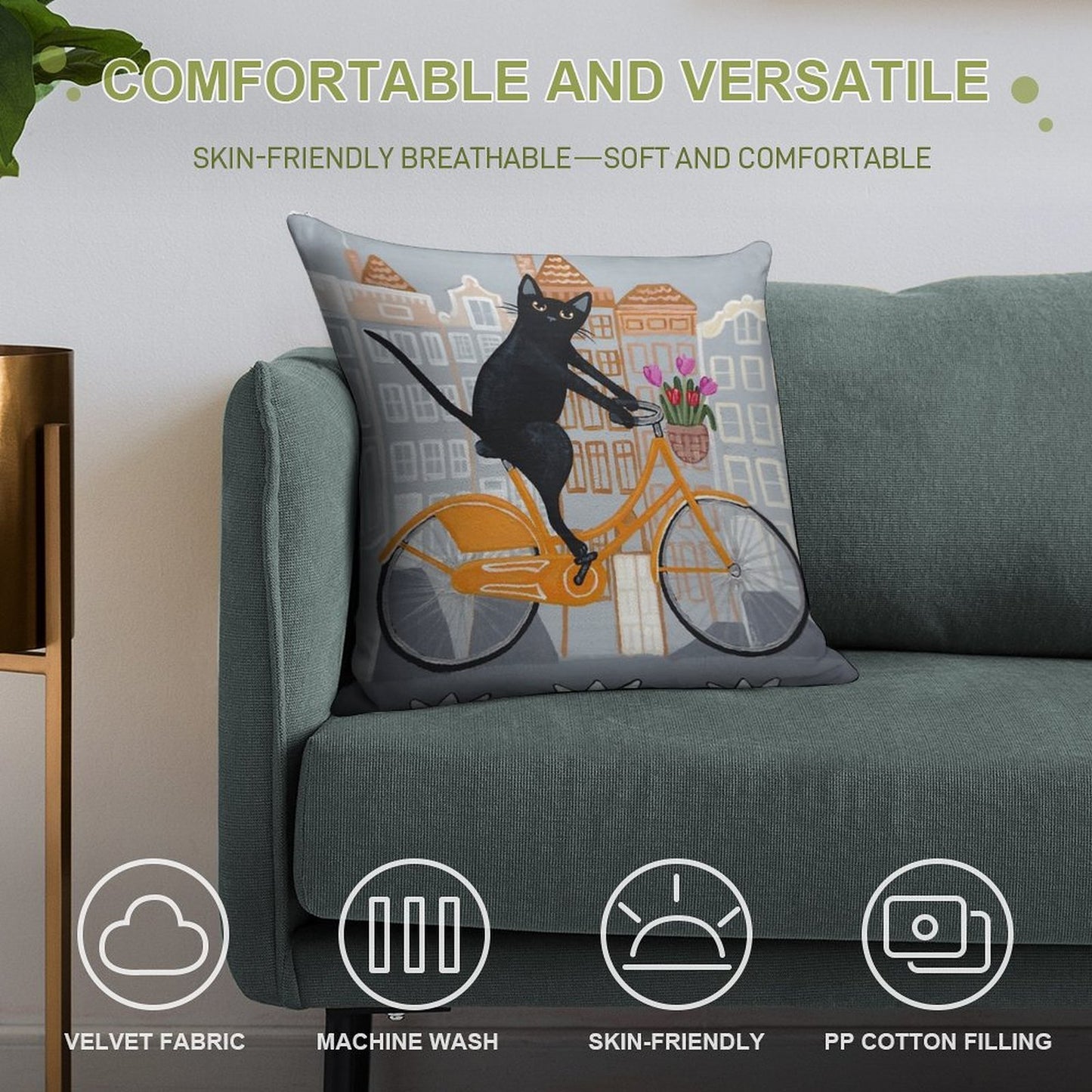 Amsterdam Bicycle Ride Soft Durable Construction Throw Pillow