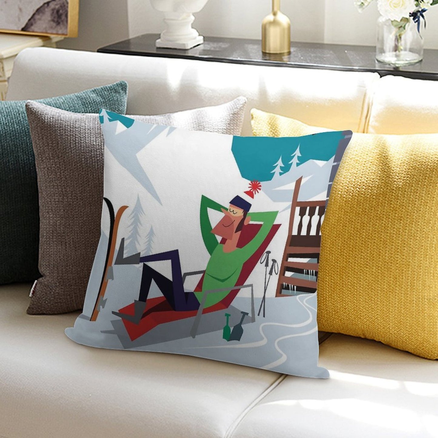 Morzine Ski Poster Soft Washable Throw Pillow