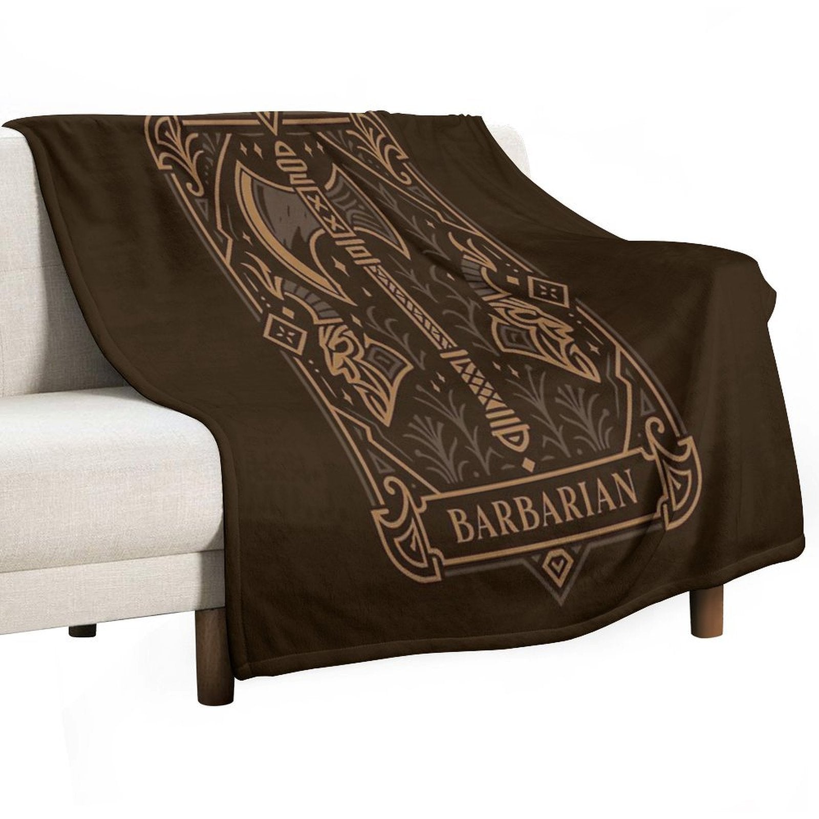 Barbarian Character Class Emblem Tabletop TTRPG Premium Throw Blanket
